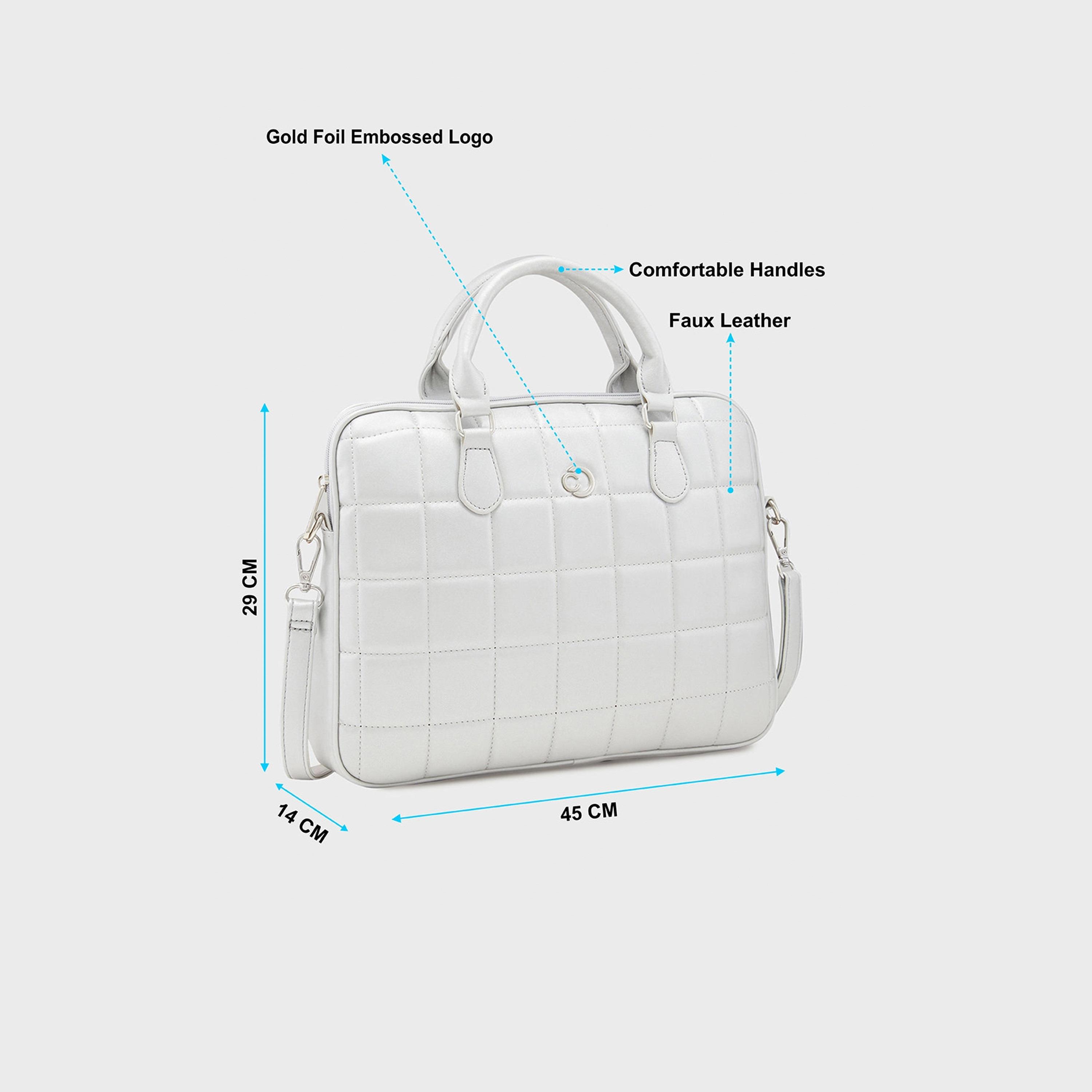 Caprese Quilted Double-Handle Laptop Bag with Zipper Closure and Detachable Strap | 45 x 29 x 14 cm-women-bagsandwallets-handbags-image-5