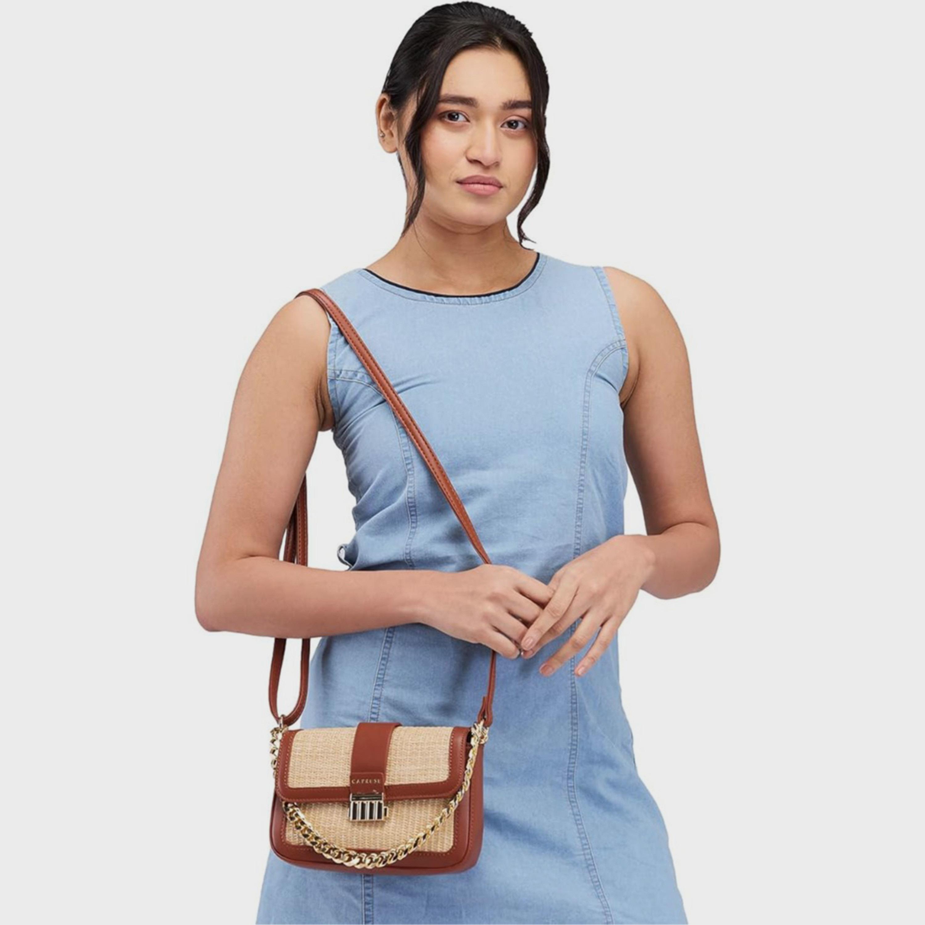 Caprese Textured Crossbody Bag with Flap Closure and Adjustable Strap | 29 x 13.5 x 23 cm-women-bagsandwallets-handbags-image-2