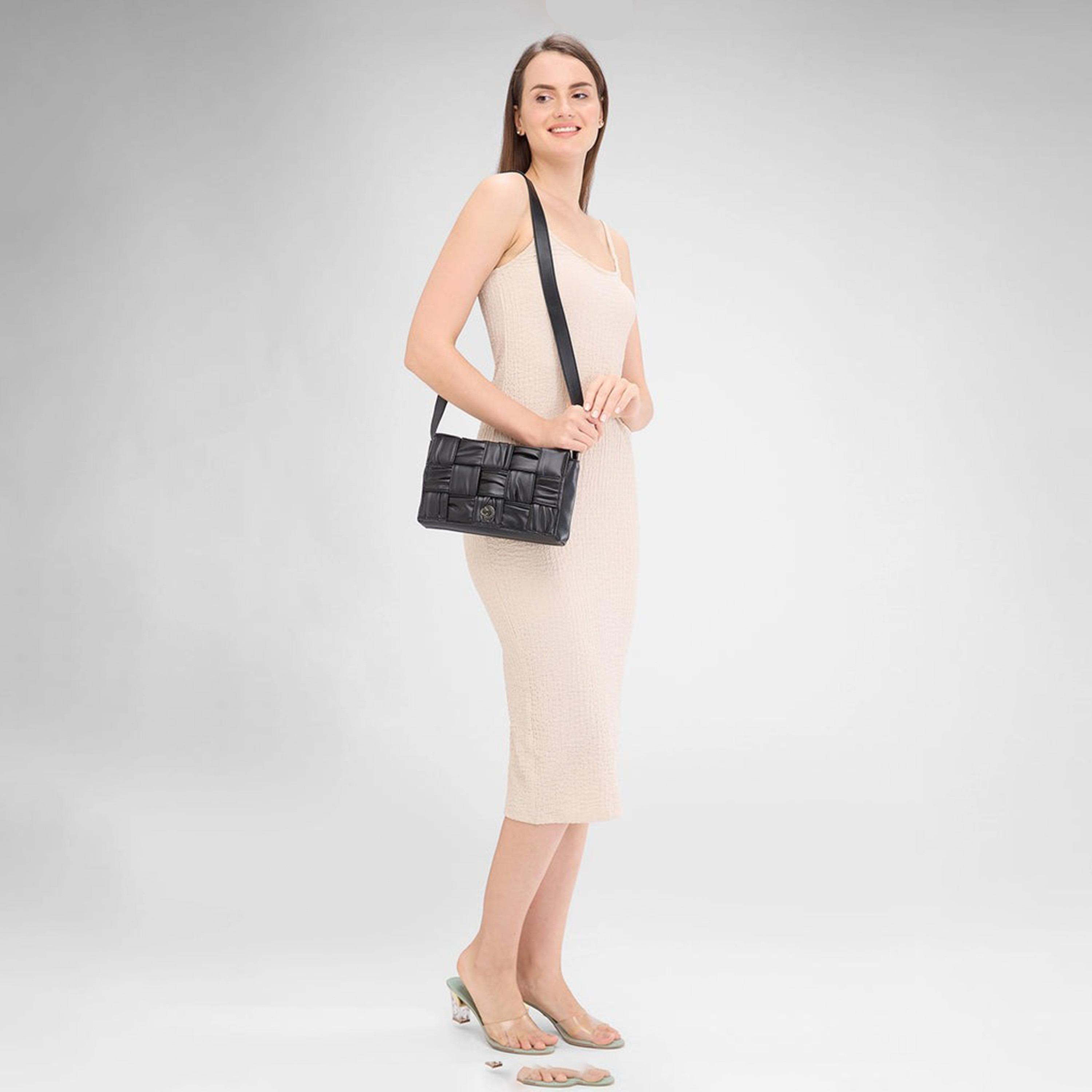 Caprese Textured Sling Bag with Flap Closure and Adjustable Strap | 27 x 15 x 6 cm-women-bagsandwallets-handbags-image-3