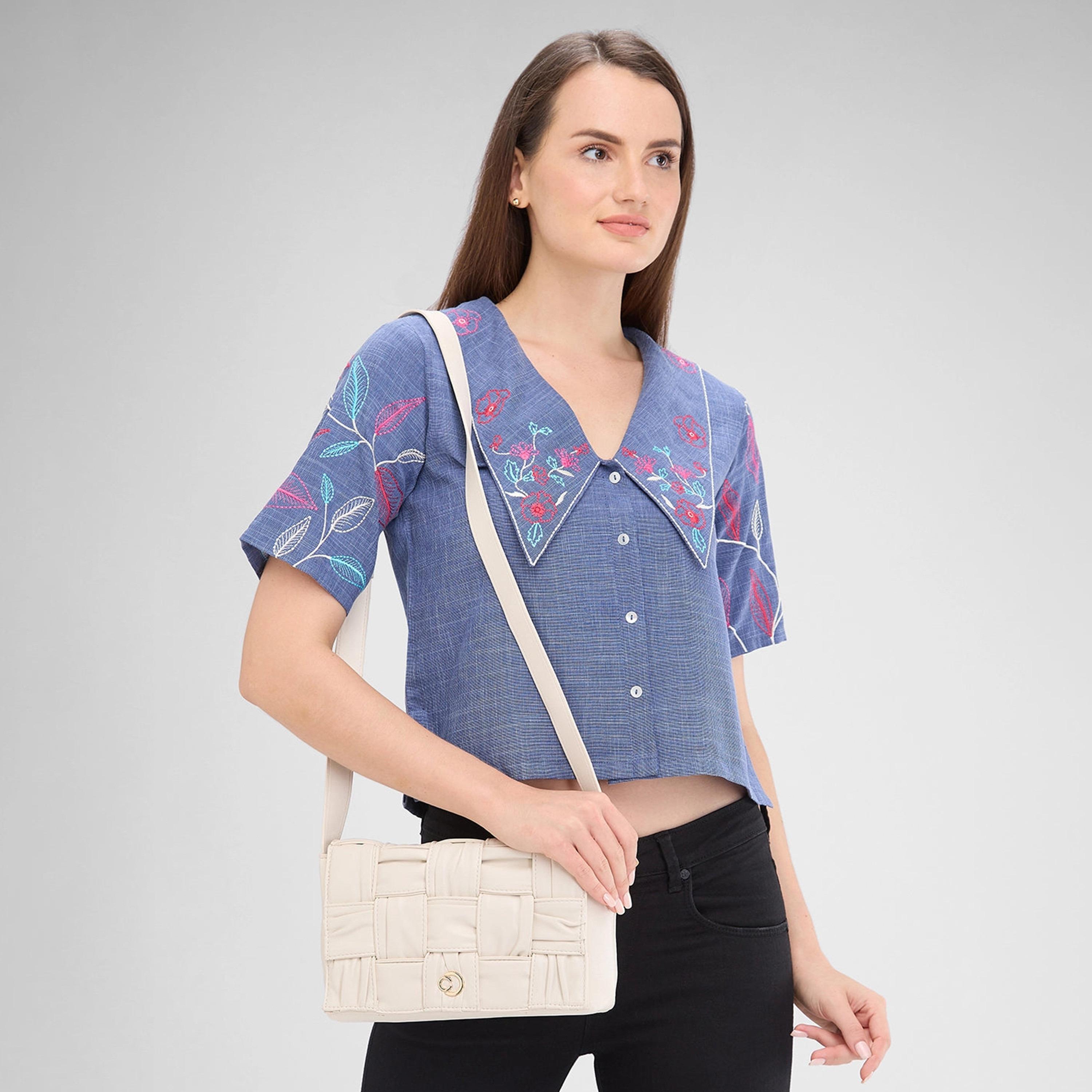 Caprese Textured Sling Bag with Flap Closure and Adjustable Strap | 27 x 16 x 6 cm-women-bagsandwallets-handbags-image-3
