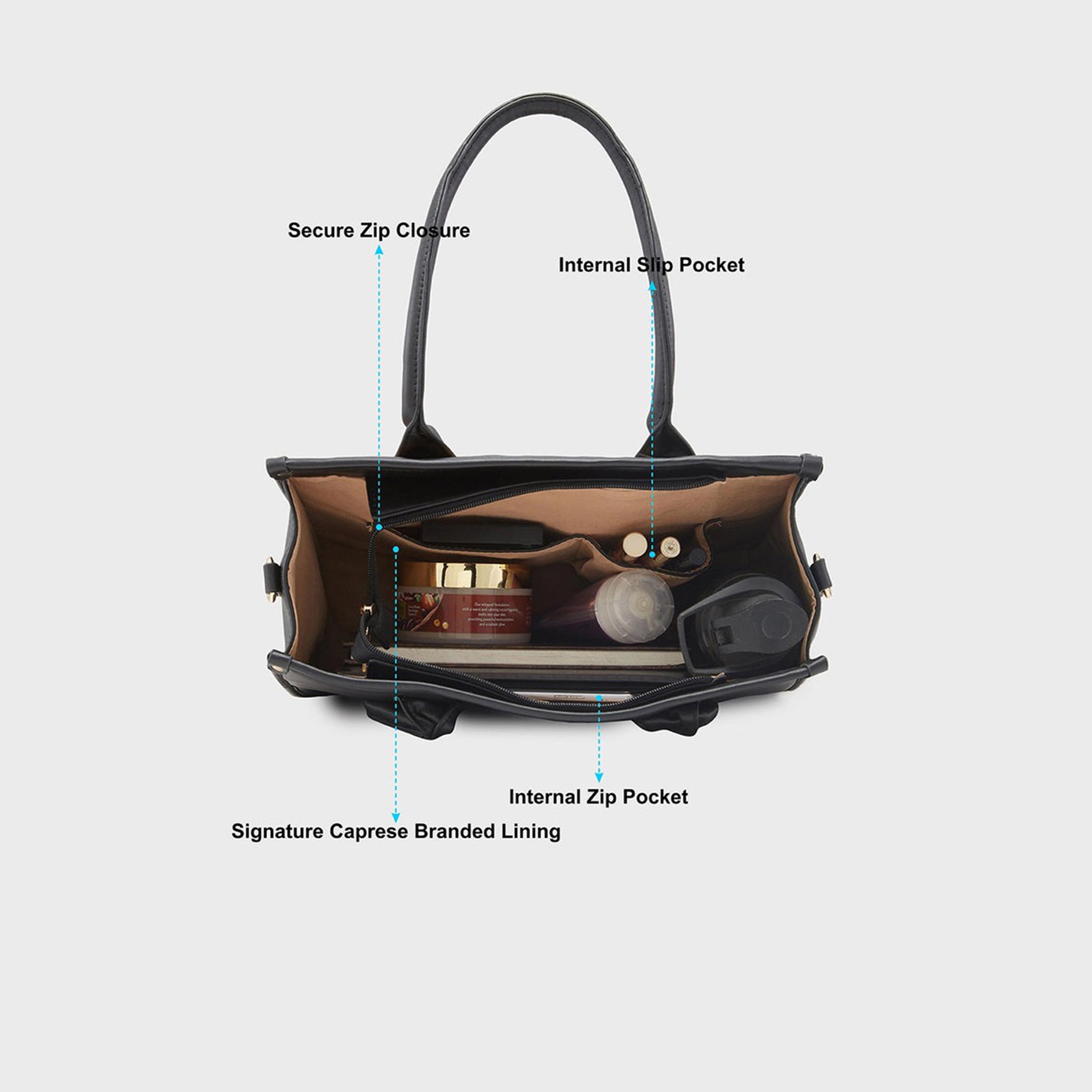 حقيبة كتف بمقبض مزدوج من Caprese مع إغلاق بسحاب وحزام قابل للفصل | 32 × 25 × 11 سم-women-bagsandwallets-handbags-image-4