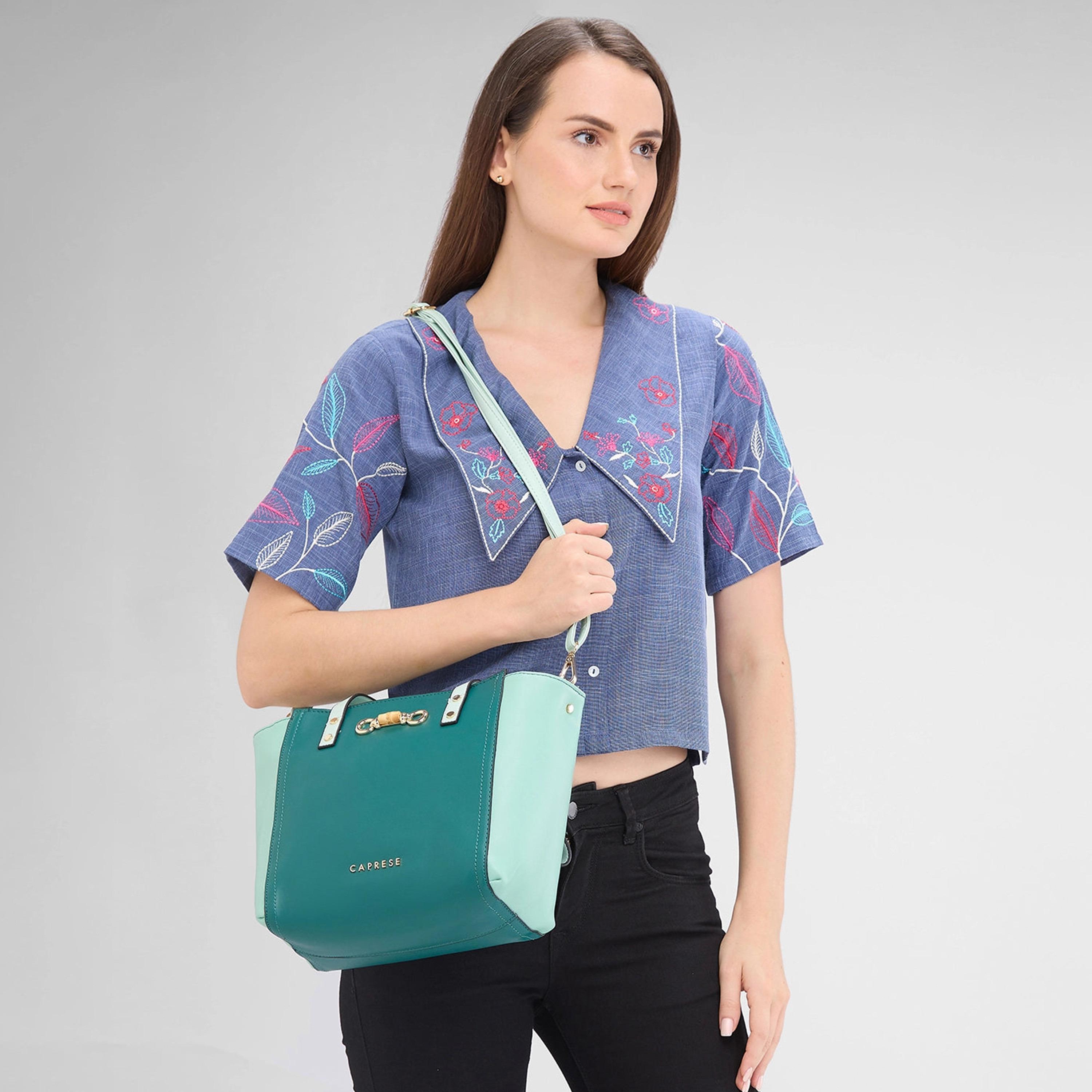 Caprese Double-Handle Satchel Bag with Zipper Closure and Detachable Strap | 22 x 6 x 15 cm-women-bagsandwallets-handbags-image-2