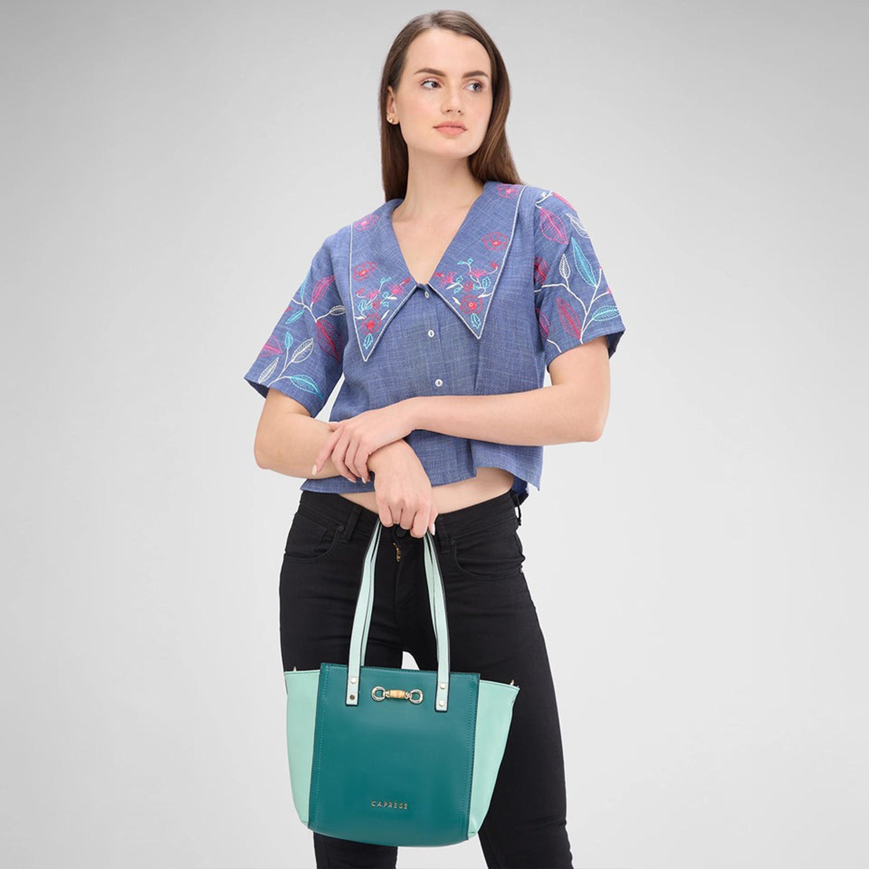 Caprese Double-Handle Satchel Bag with Zipper Closure and Detachable Strap | 22 x 6 x 15 cm-women-bagsandwallets-handbags-image-3