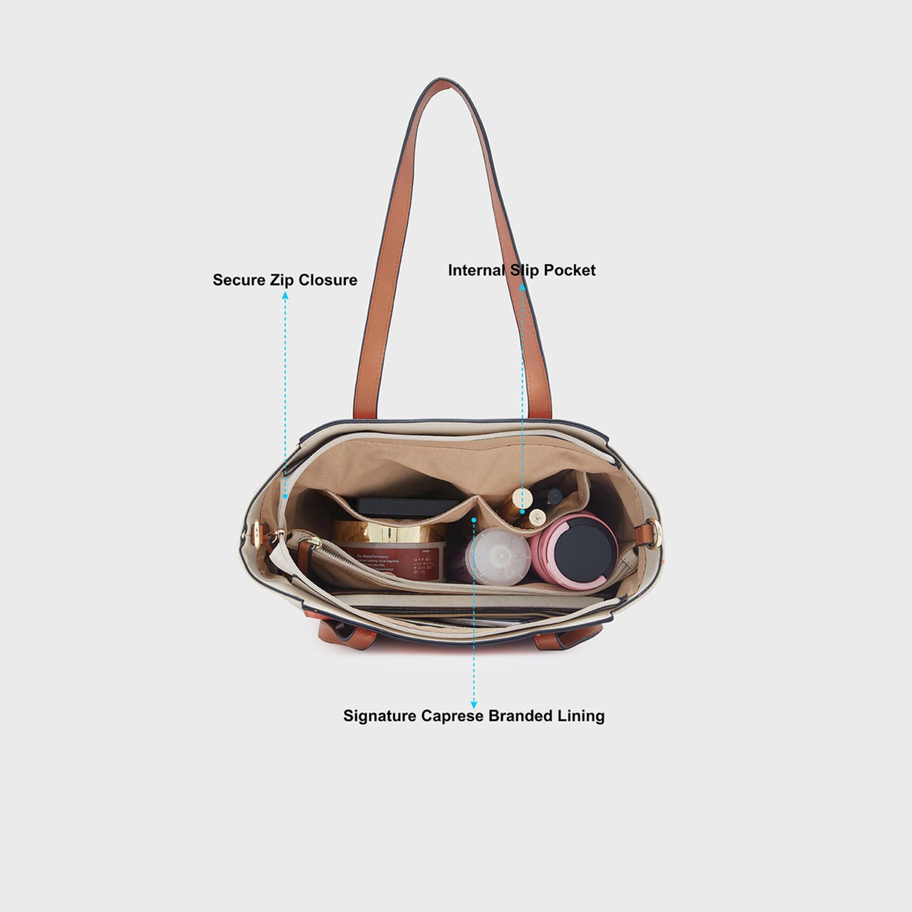 Caprese Double-Handle Satchel Bag with Zipper Closure and Detachable Strap | 34 x 25 x 13 cm-women-bagsandwallets-handbags-image-4