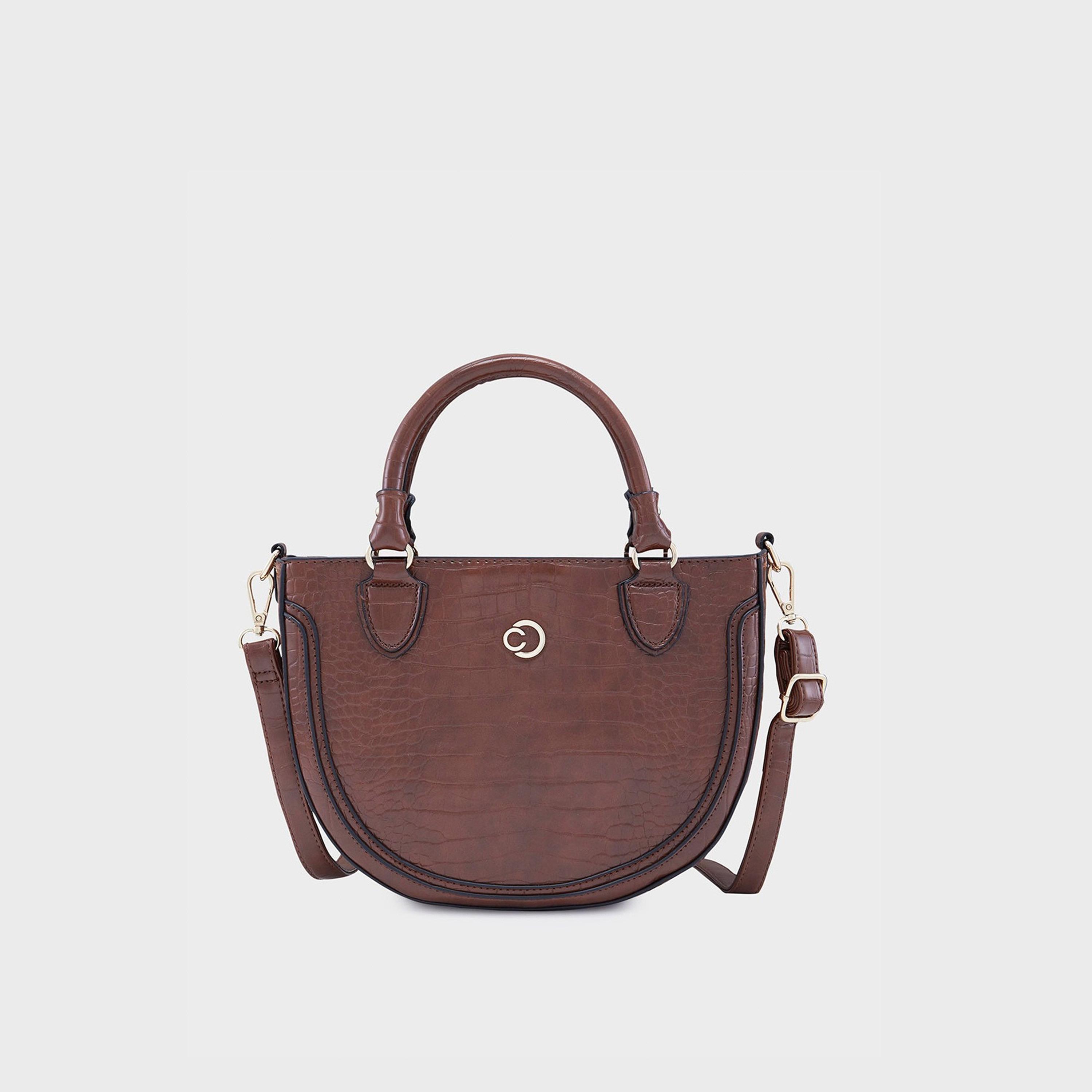Caprese Animal Print Double-Handle Satchel Bag with Zipper Closure and Detachable Strap | 22 x 15 x 6 cm-women-bagsandwallets-handbags-image-1