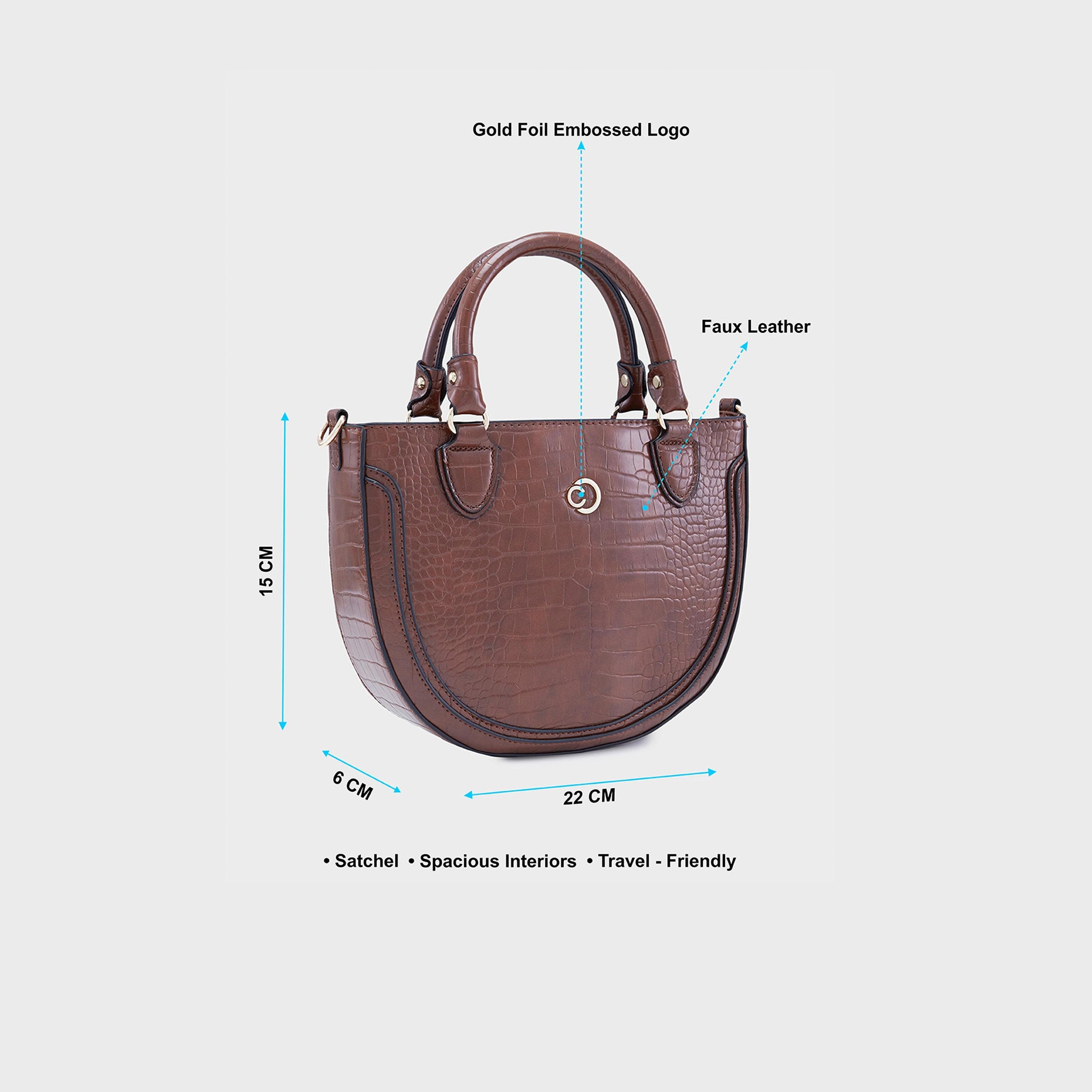 Caprese Animal Print Double-Handle Satchel Bag with Zipper Closure and Detachable Strap | 22 x 15 x 6 cm-women-bagsandwallets-handbags-image-5