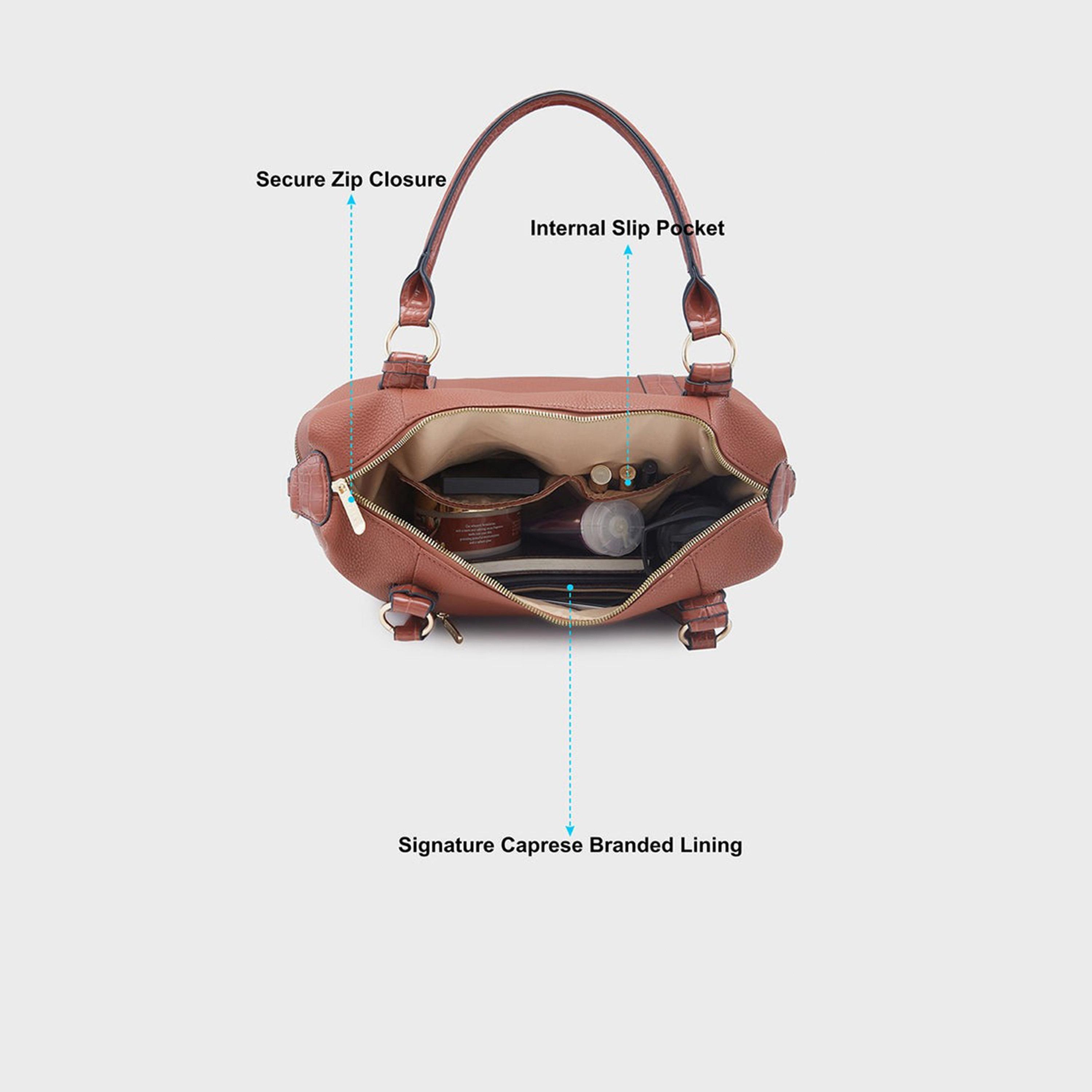 حقيبة حقيبة بمقبض مزدوج من Caprese مع إغلاق بسحاب وحزام قابل للفصل | 22 × 6 × 15 سم-women-bagsandwallets-handbags-image-2