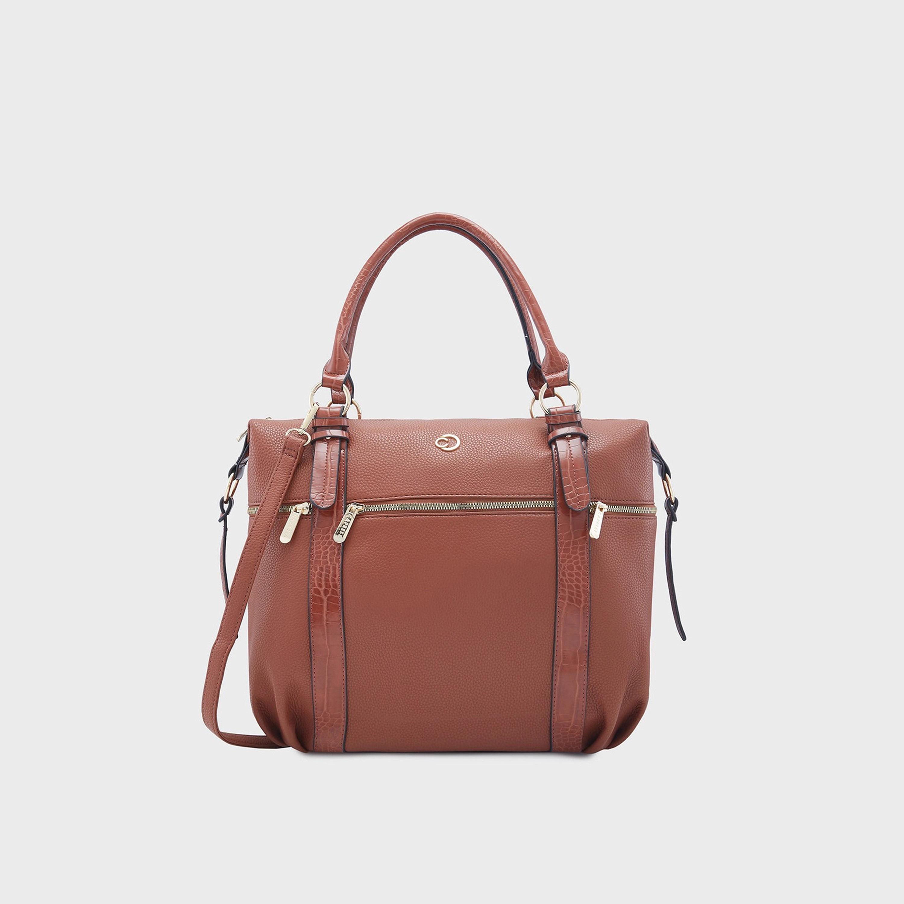 حقيبة حقيبة بمقبض مزدوج من Caprese مع إغلاق بسحاب وحزام قابل للفصل | 22 × 6 × 15 سم-women-bagsandwallets-handbags-image-1