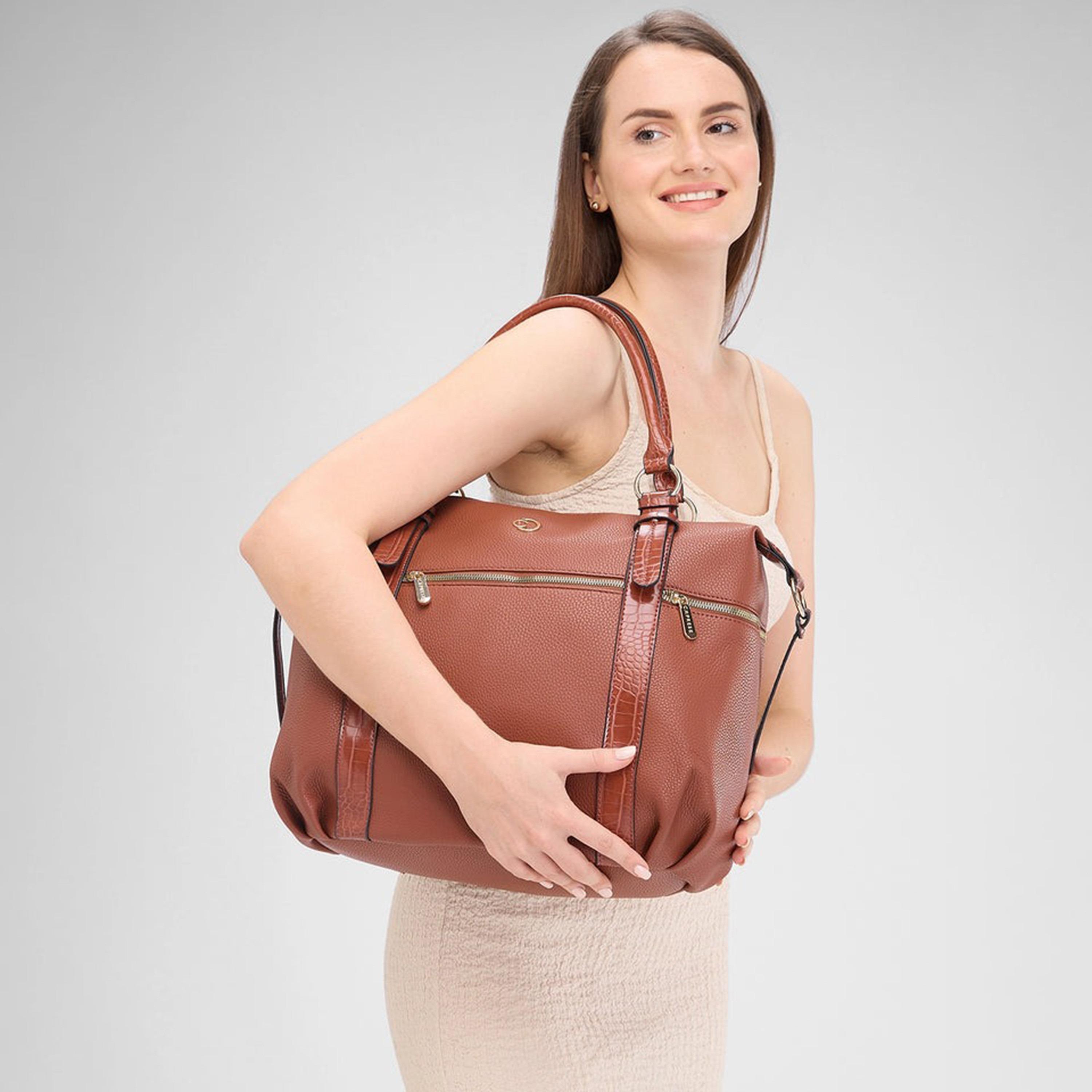 حقيبة حقيبة بمقبض مزدوج من Caprese مع إغلاق بسحاب وحزام قابل للفصل | 22 × 6 × 15 سم-women-bagsandwallets-handbags-image-2