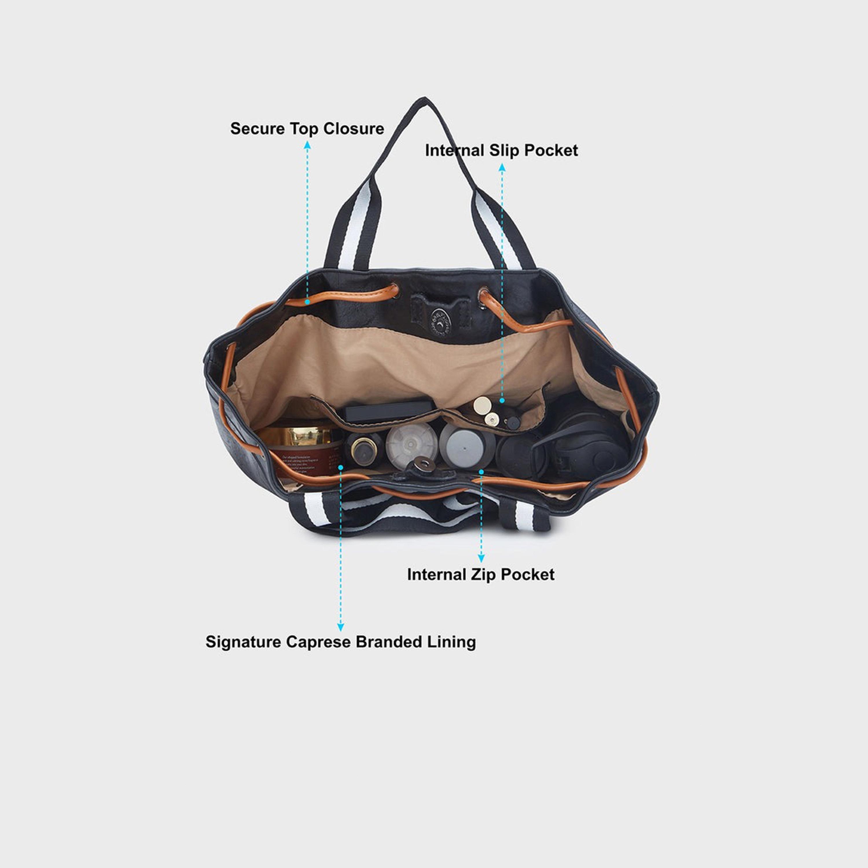 Caprese Self Design Double-Handle Shoulder Bag with Drawstring Closure | 33 x 25 x 14 cm-women-bagsandwallets-handbags-image-5