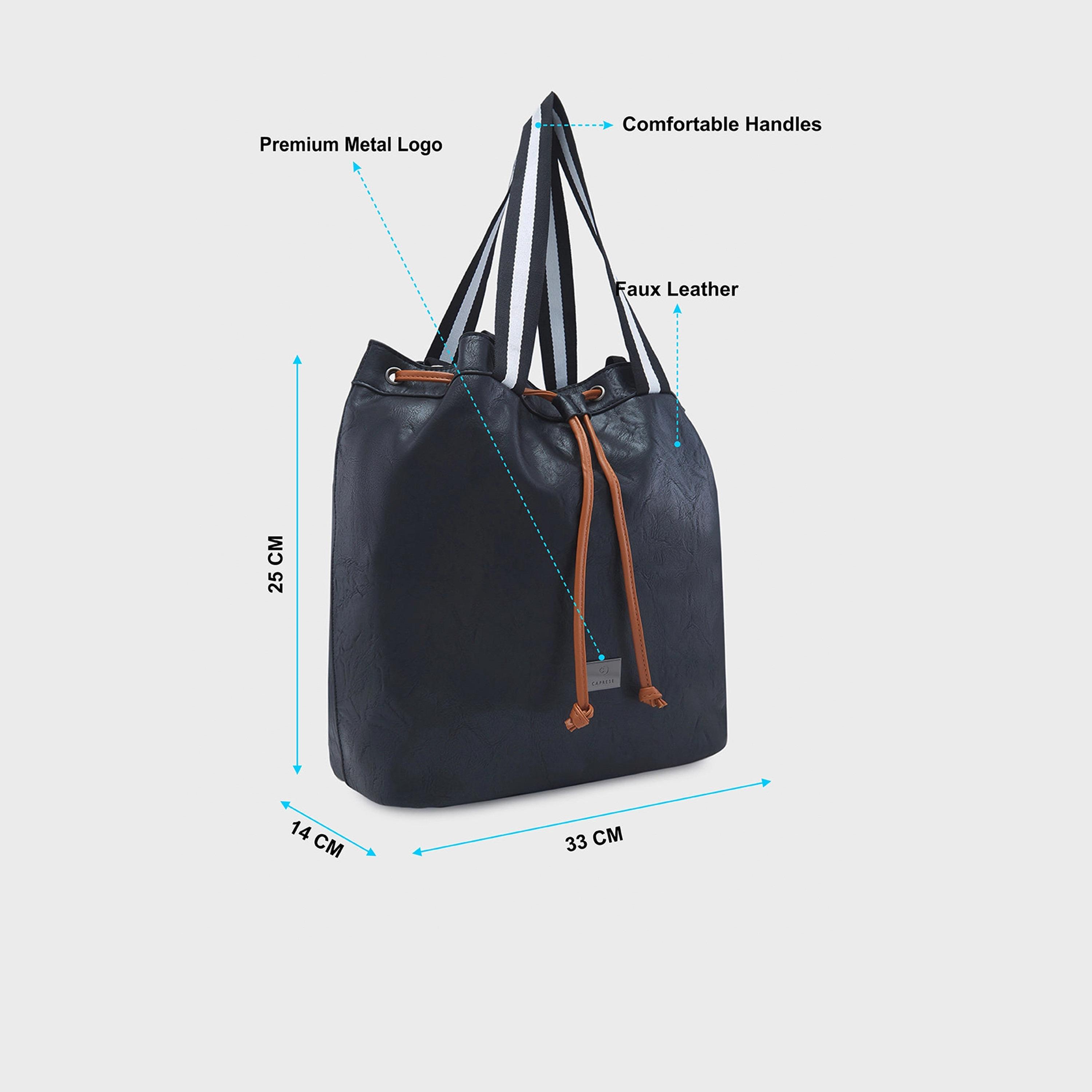 Caprese Self Design Double-Handle Shoulder Bag with Drawstring Closure | 33 x 25 x 14 cm-women-bagsandwallets-handbags-image-6
