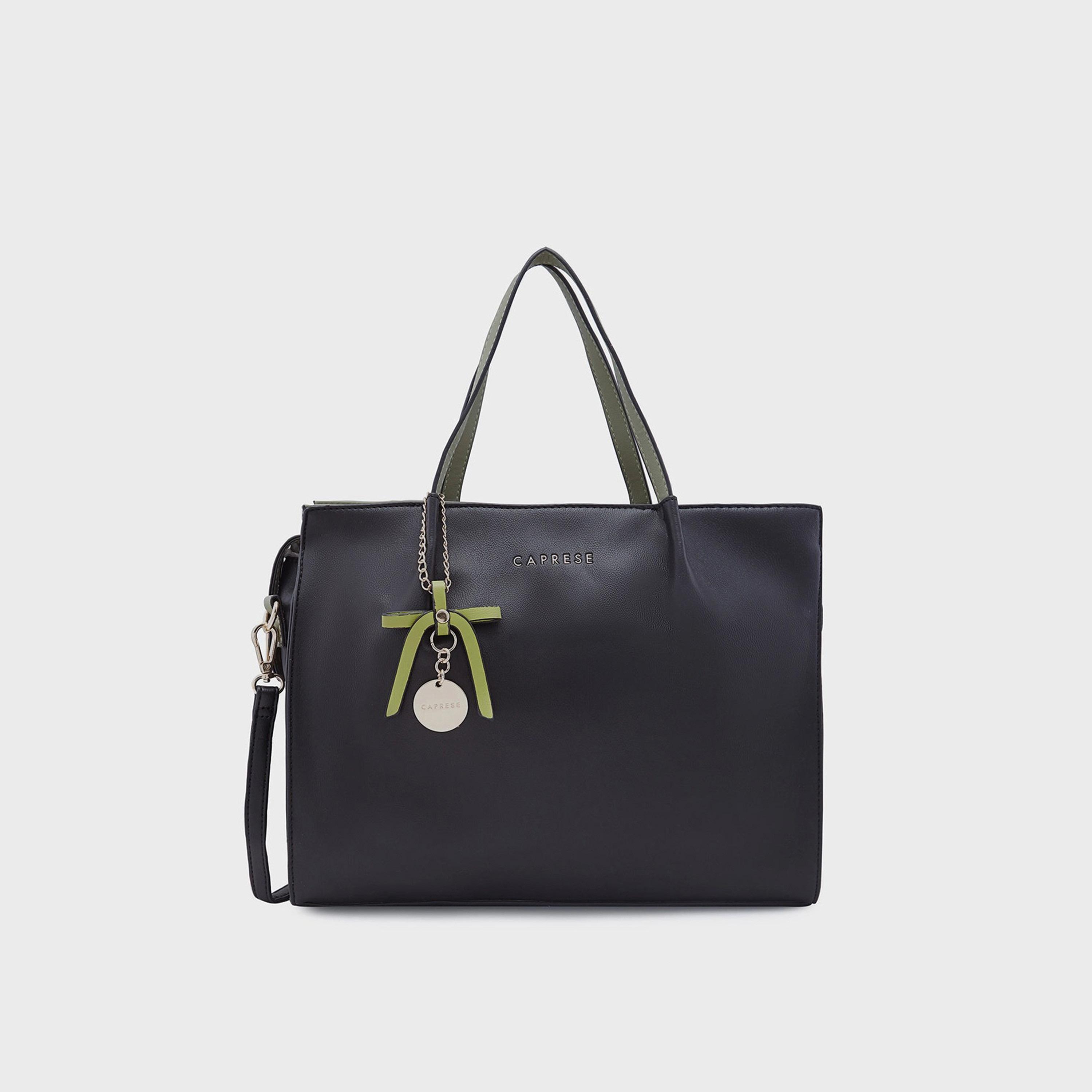 Caprese Textured Double-Handle Satchel Bag with Zipper Closure and Detachable Strap | 34 x 9 x 29 cm-women-bagsandwallets-handbags-image-1