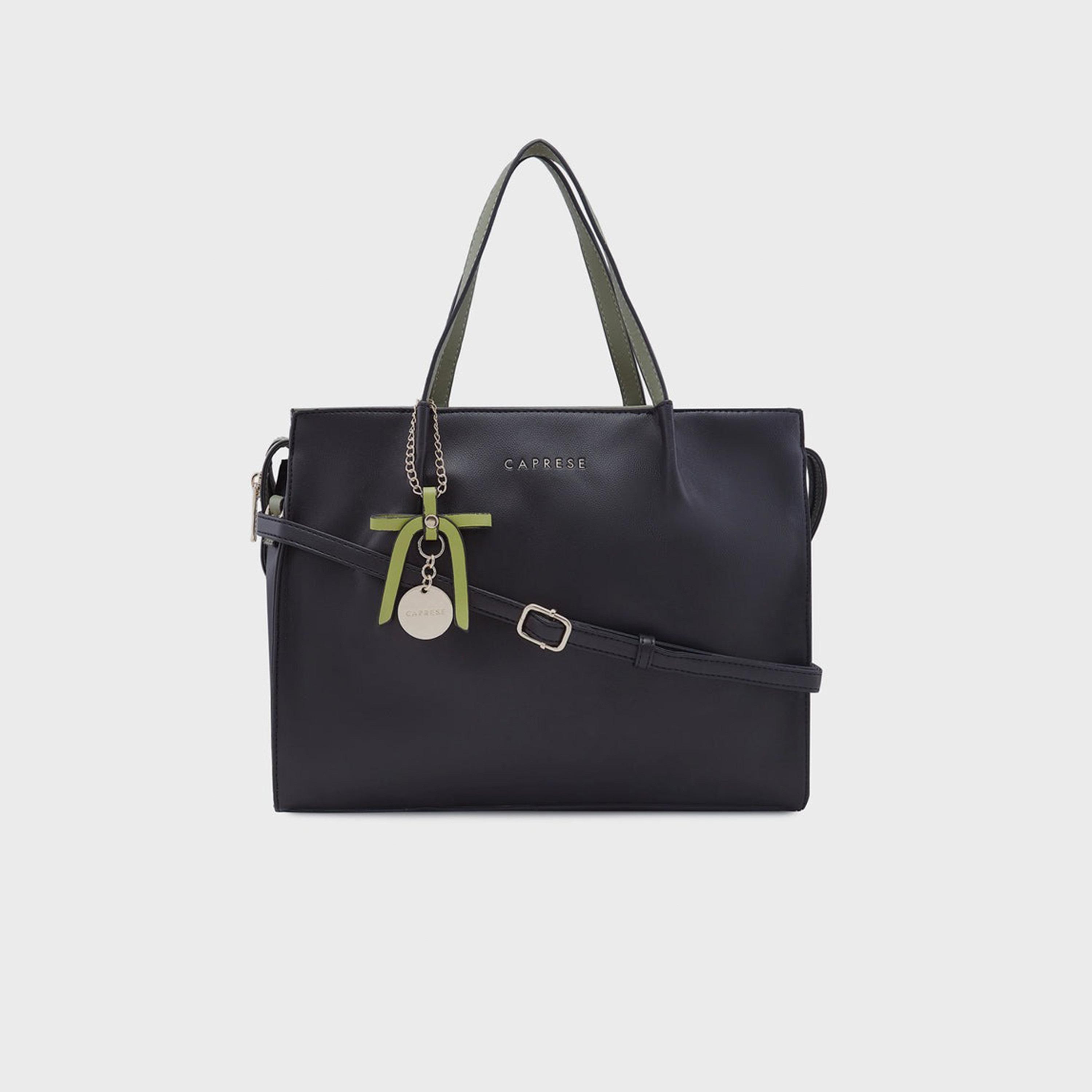Caprese Textured Double-Handle Satchel Bag with Zipper Closure and Detachable Strap | 34 x 9 x 29 cm-women-bagsandwallets-handbags-image-5