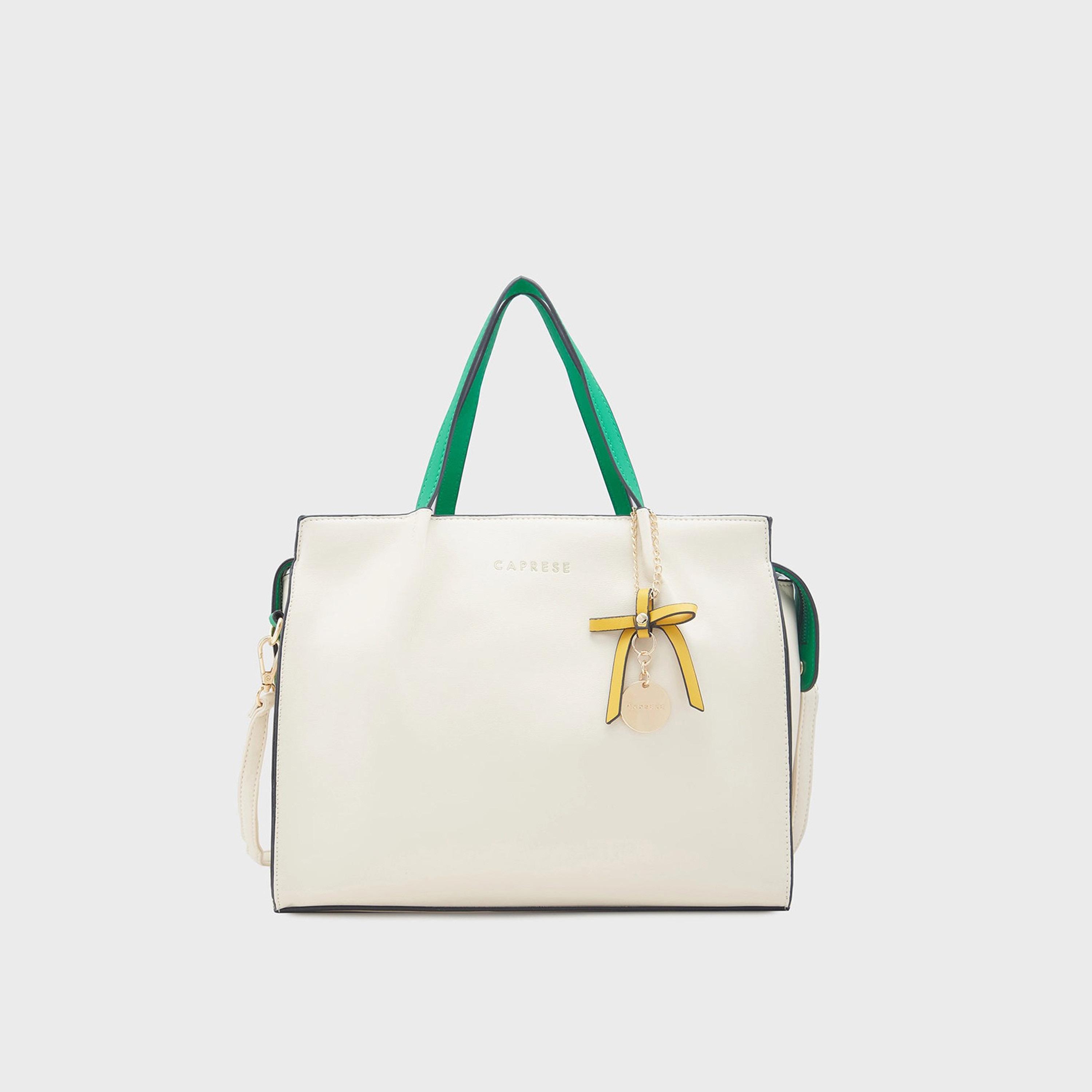 Caprese Textured Double-Handle Satchel Bag with Zipper Closure and Detachable Strap | 32 x 25 x 11 cm-women-bagsandwallets-handbags-image-1