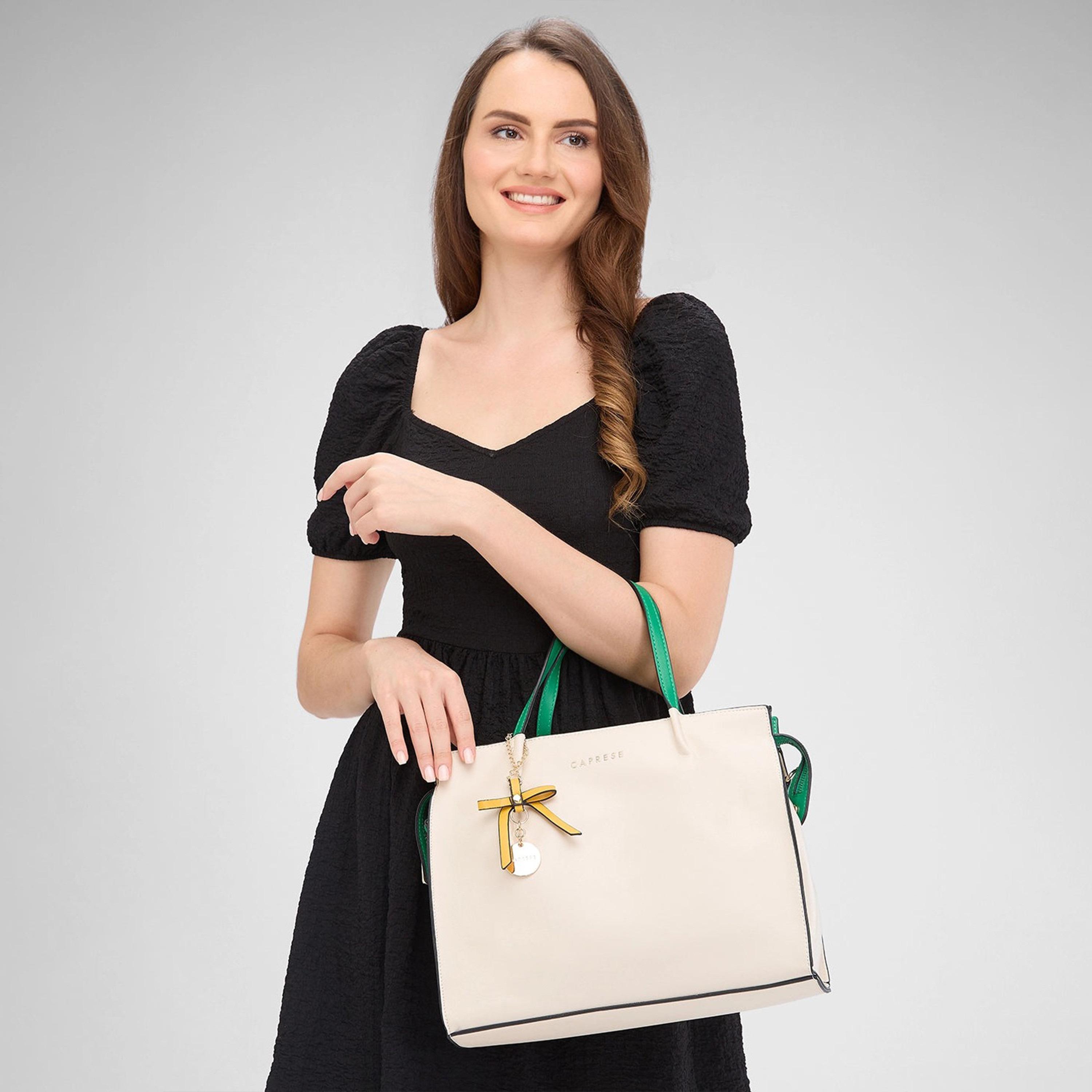 Caprese Textured Double-Handle Satchel Bag with Zipper Closure and Detachable Strap | 32 x 25 x 11 cm-women-bagsandwallets-handbags-image-3