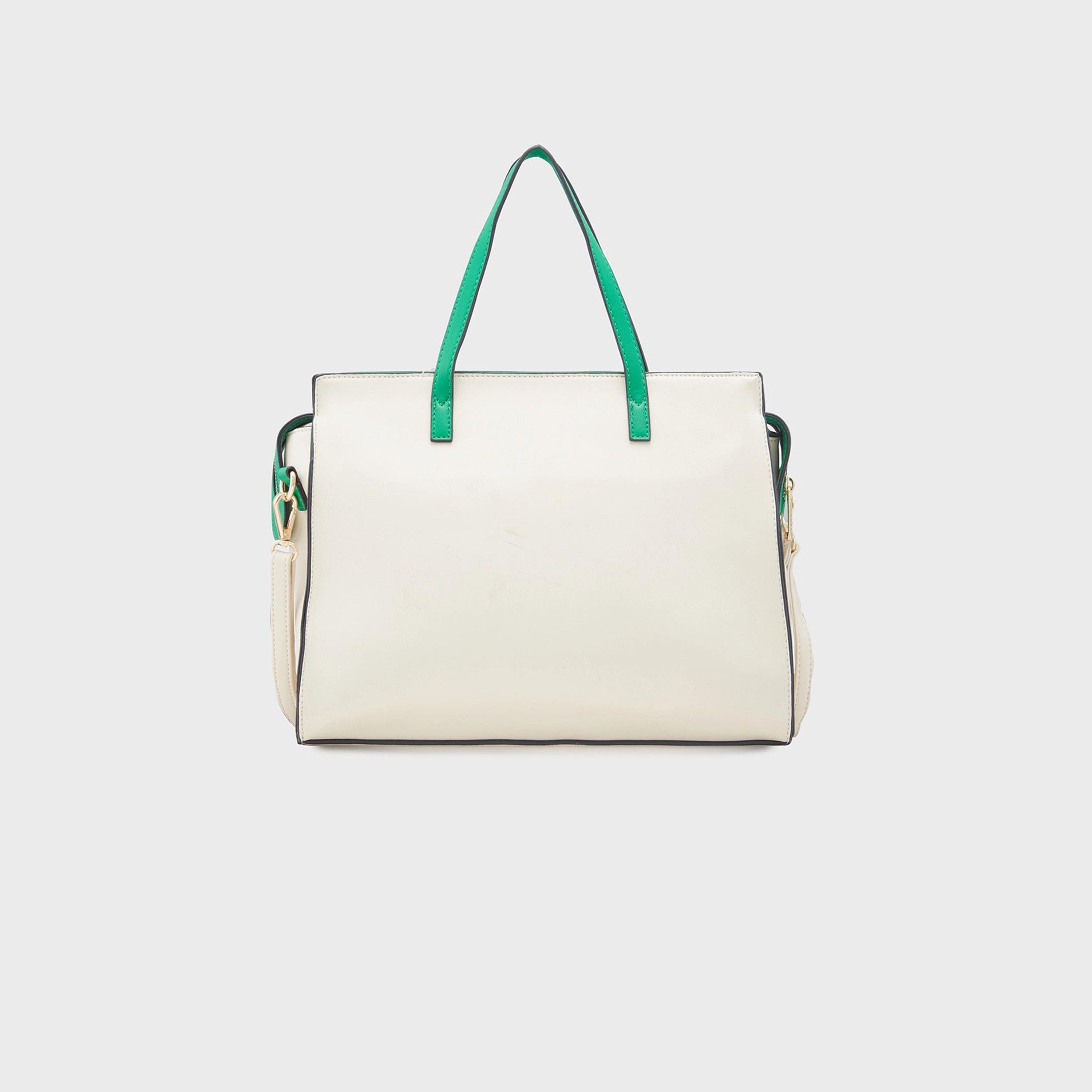 Caprese Textured Double-Handle Satchel Bag with Zipper Closure and Detachable Strap | 32 x 25 x 11 cm-women-bagsandwallets-handbags-image-6