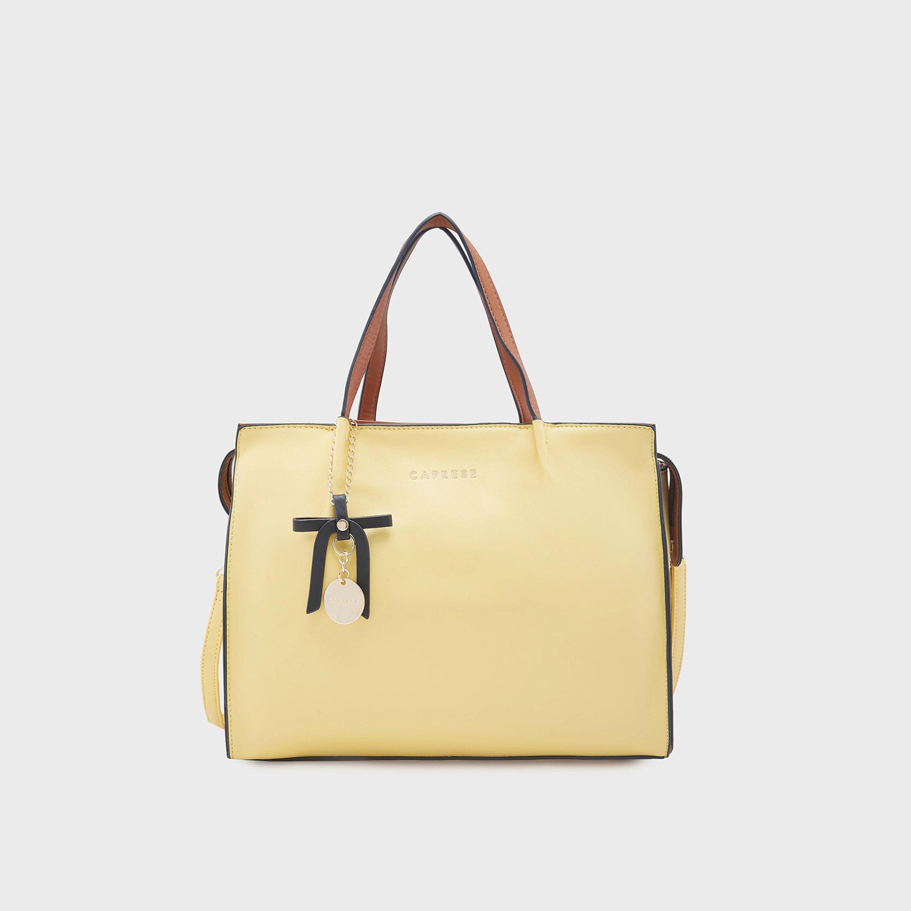 Caprese Textured Double-Handle Satchel Bag with Zipper Closure and Detachable Strap | 40 x 28 x 13 cm-women-bagsandwallets-handbags-image-1