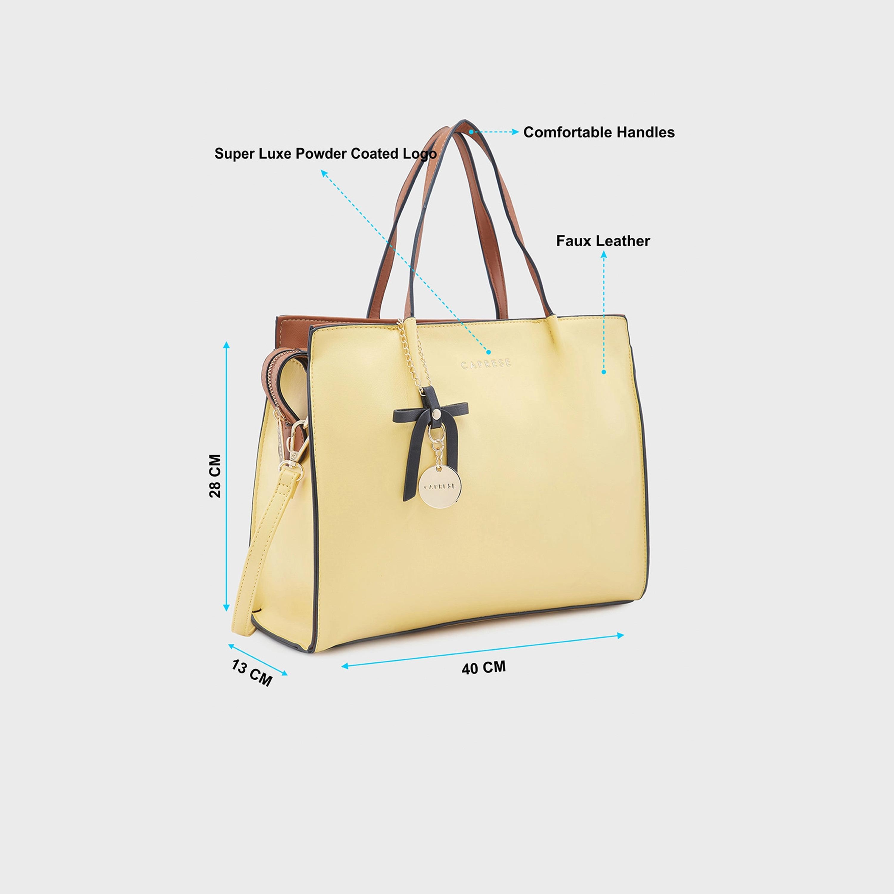 Caprese Textured Double-Handle Satchel Bag with Zipper Closure and Detachable Strap | 40 x 28 x 13 cm-women-bagsandwallets-handbags-image-5