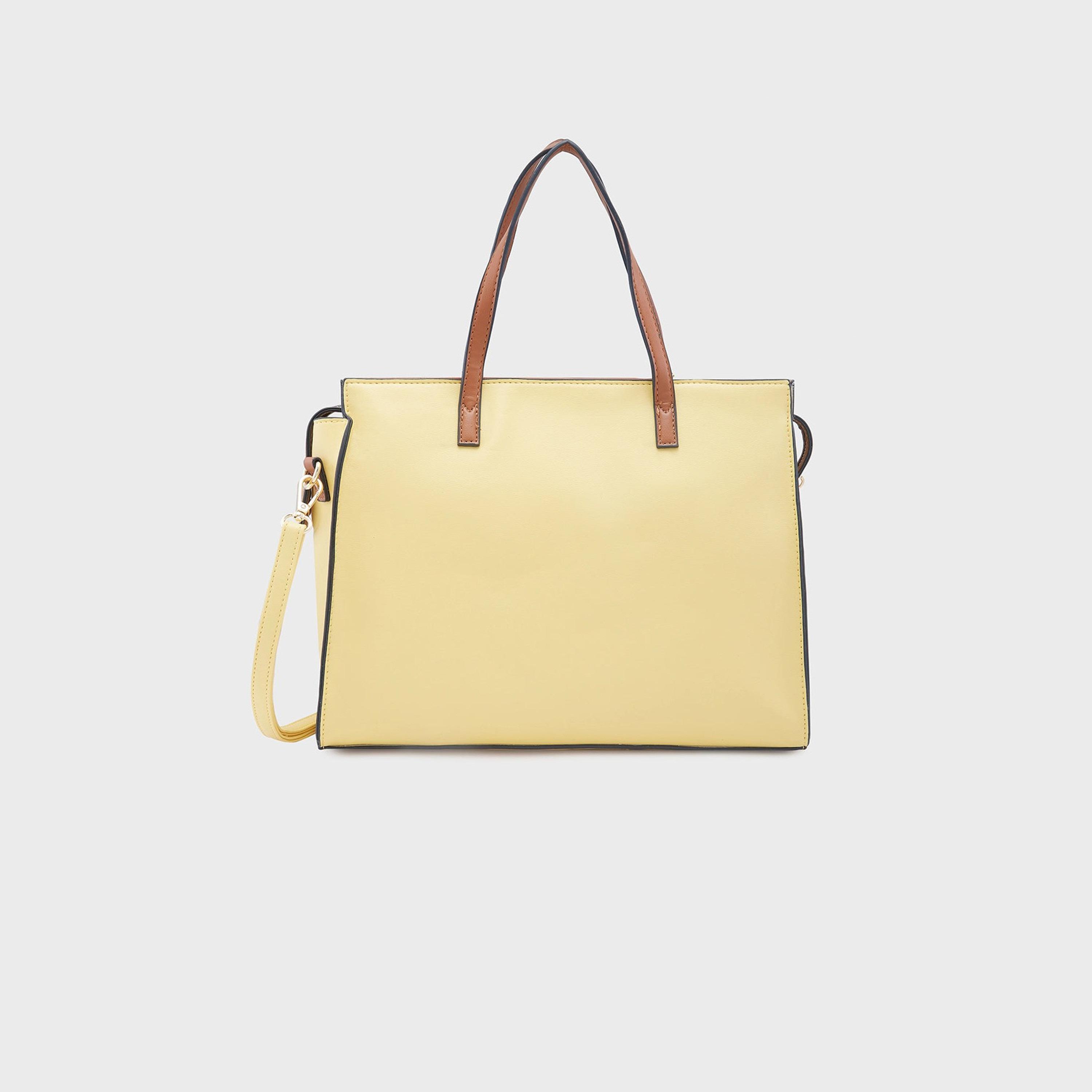 Caprese Textured Double-Handle Satchel Bag with Zipper Closure and Detachable Strap | 40 x 28 x 13 cm-women-bagsandwallets-handbags-image-6