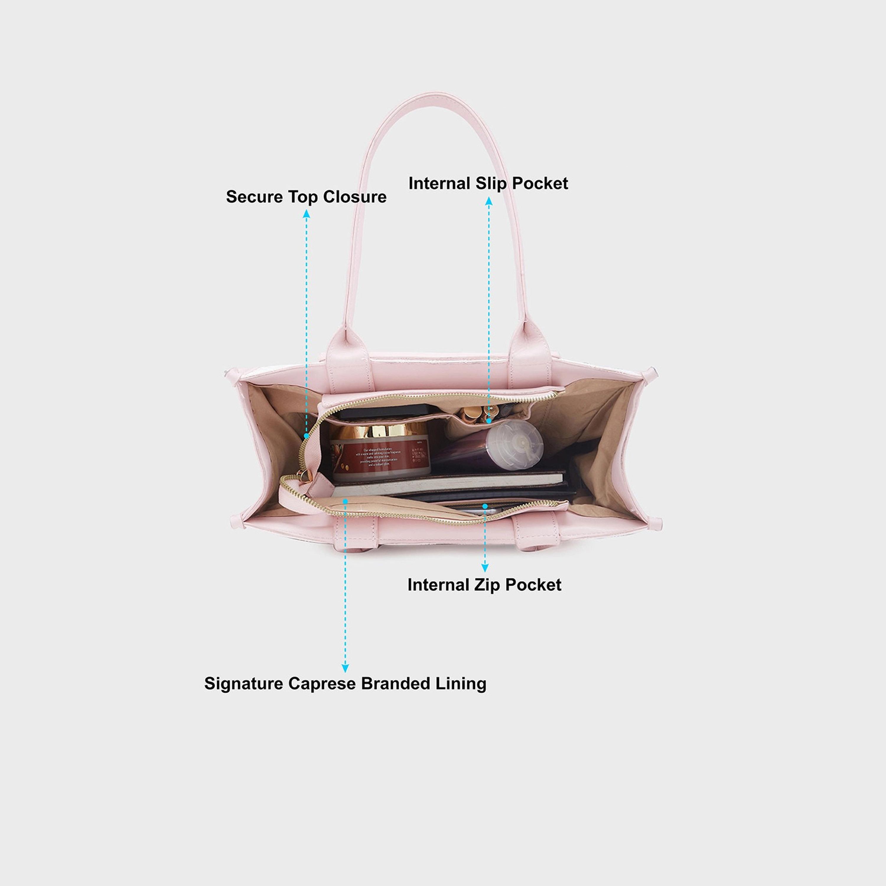 حقيبة كتف Caprese ذاتية التصميم بمقبض مزدوج مع إغلاق بسحاب | 43 × 12 × 29 سم-women-bagsandwallets-handbags-image-3