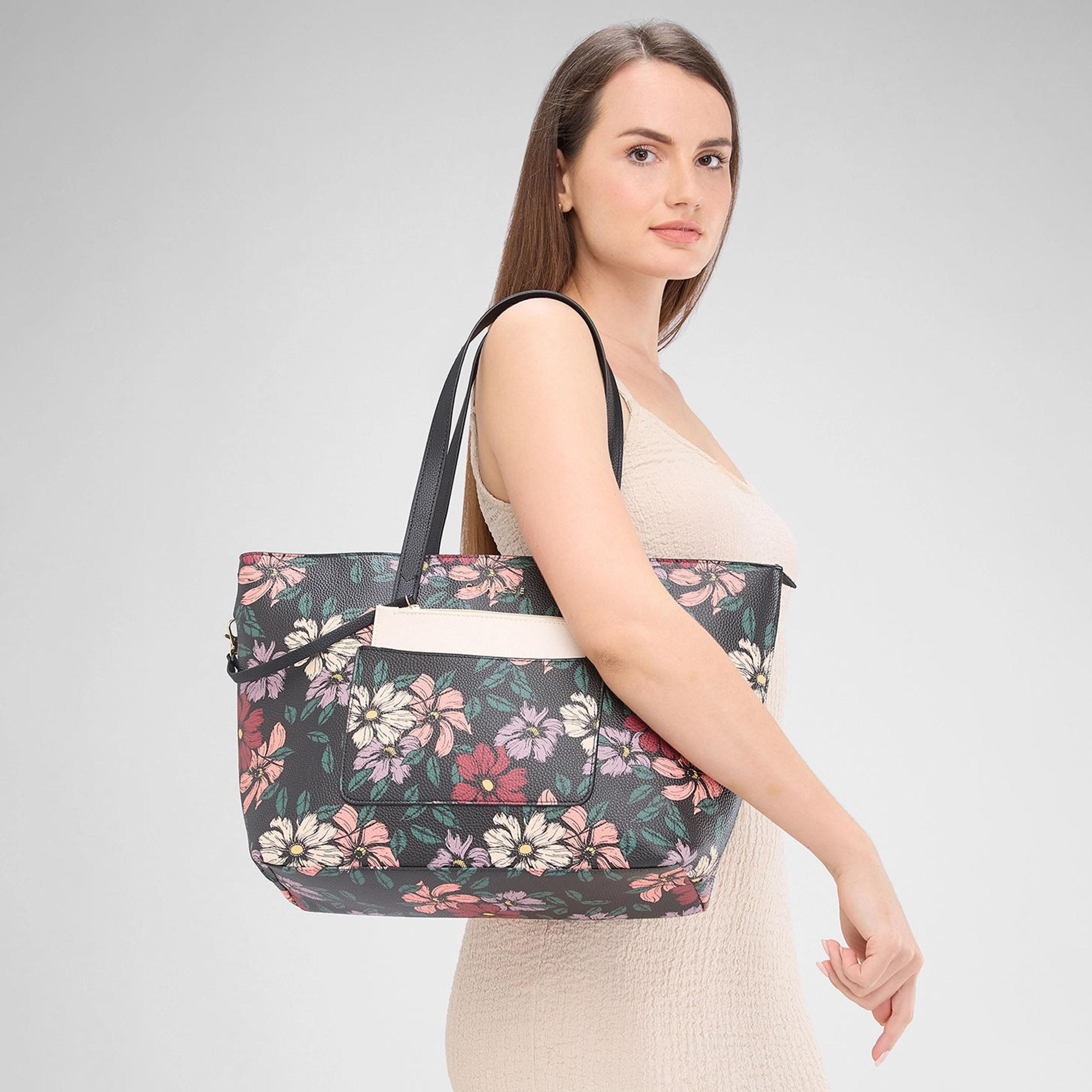 Caprese Printed Double-Handle Shoulder Bag with Zipper Closure | 36 x 31 x 13 cm-women-bagsandwallets-handbags-image-2