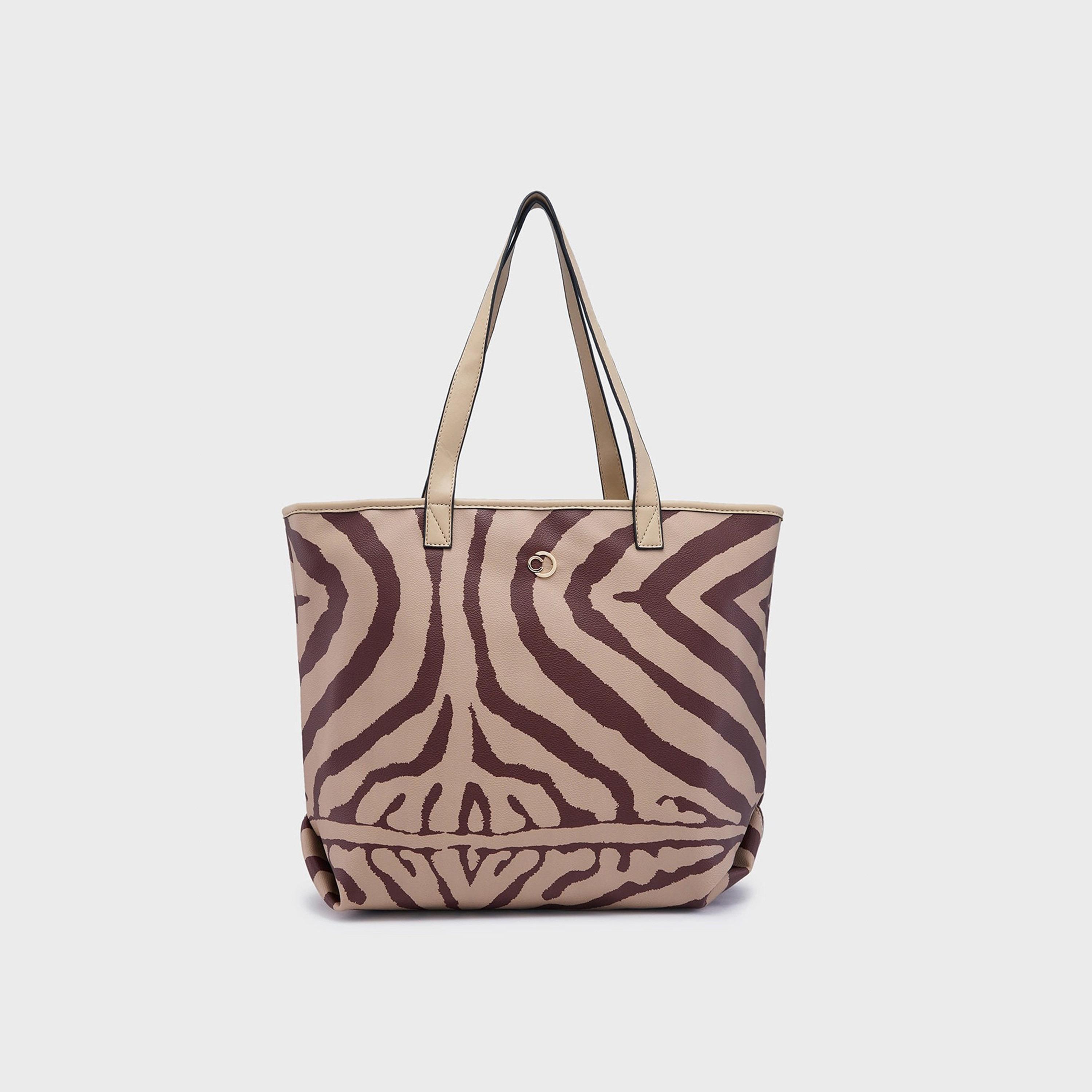 Caprese Animal Print Double-Handle Shoulder Bag with Zipper Closure | 47 x 29 x 13 cm-women-bagsandwallets-handbags-image-1