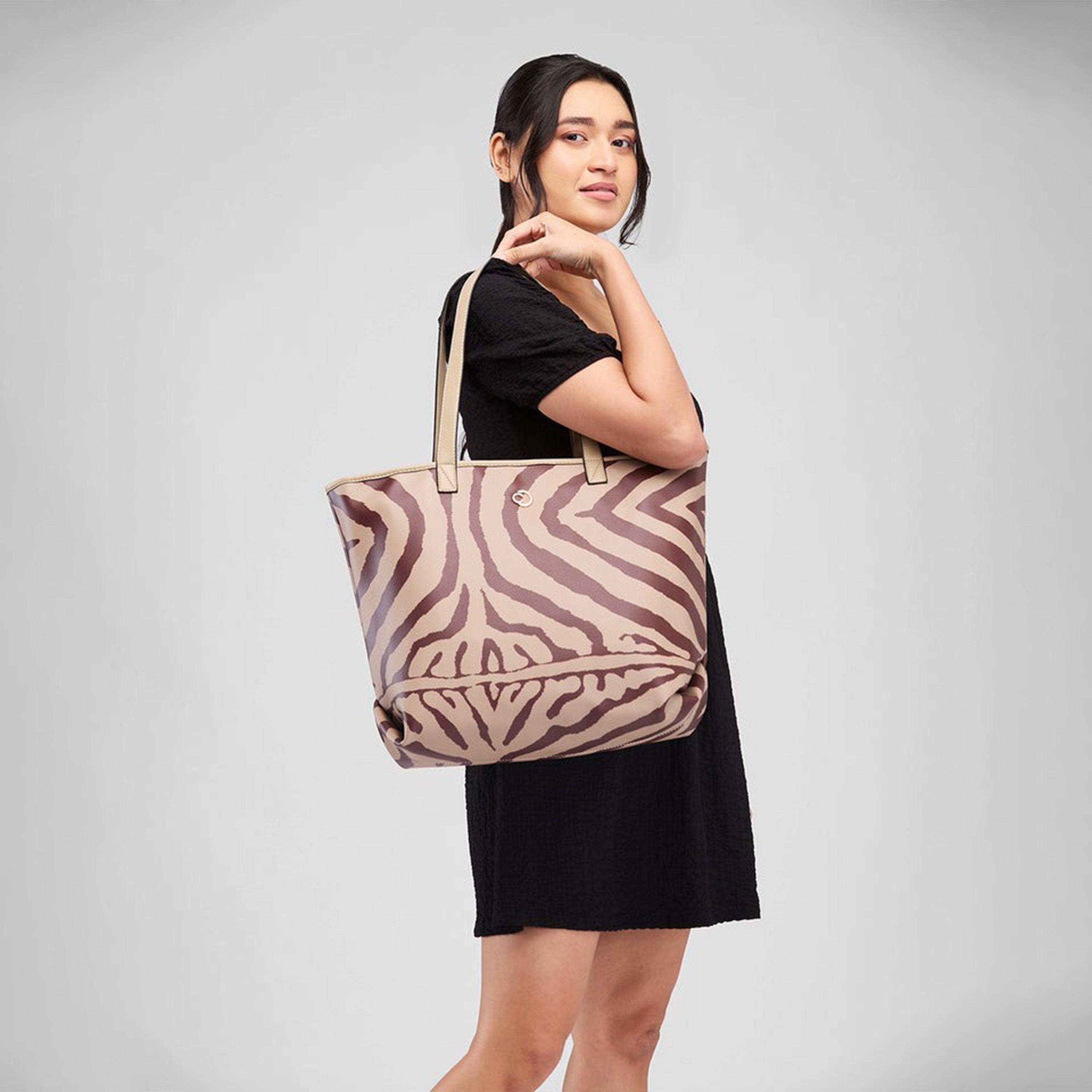 Caprese Animal Print Double-Handle Shoulder Bag with Zipper Closure | 47 x 29 x 13 cm-women-bagsandwallets-handbags-image-3