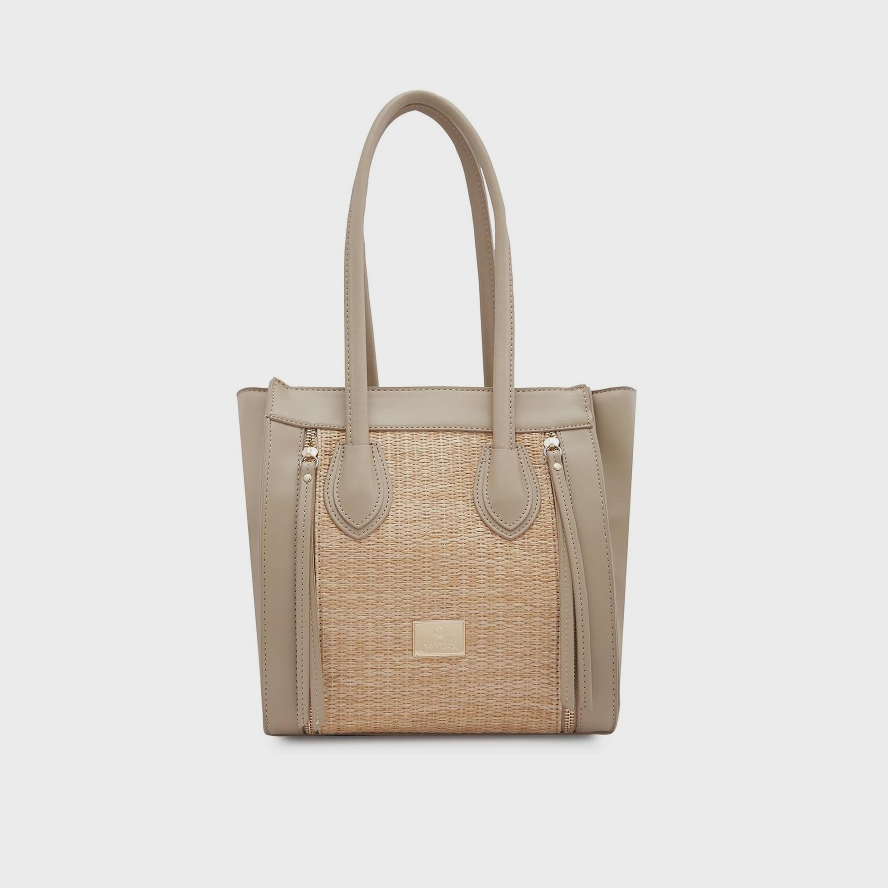 Caprese Textured Double-Handle Shoulder Bag with Zipper Closure | 37 x 22 x 15 cm-women-bagsandwallets-handbags-image-1