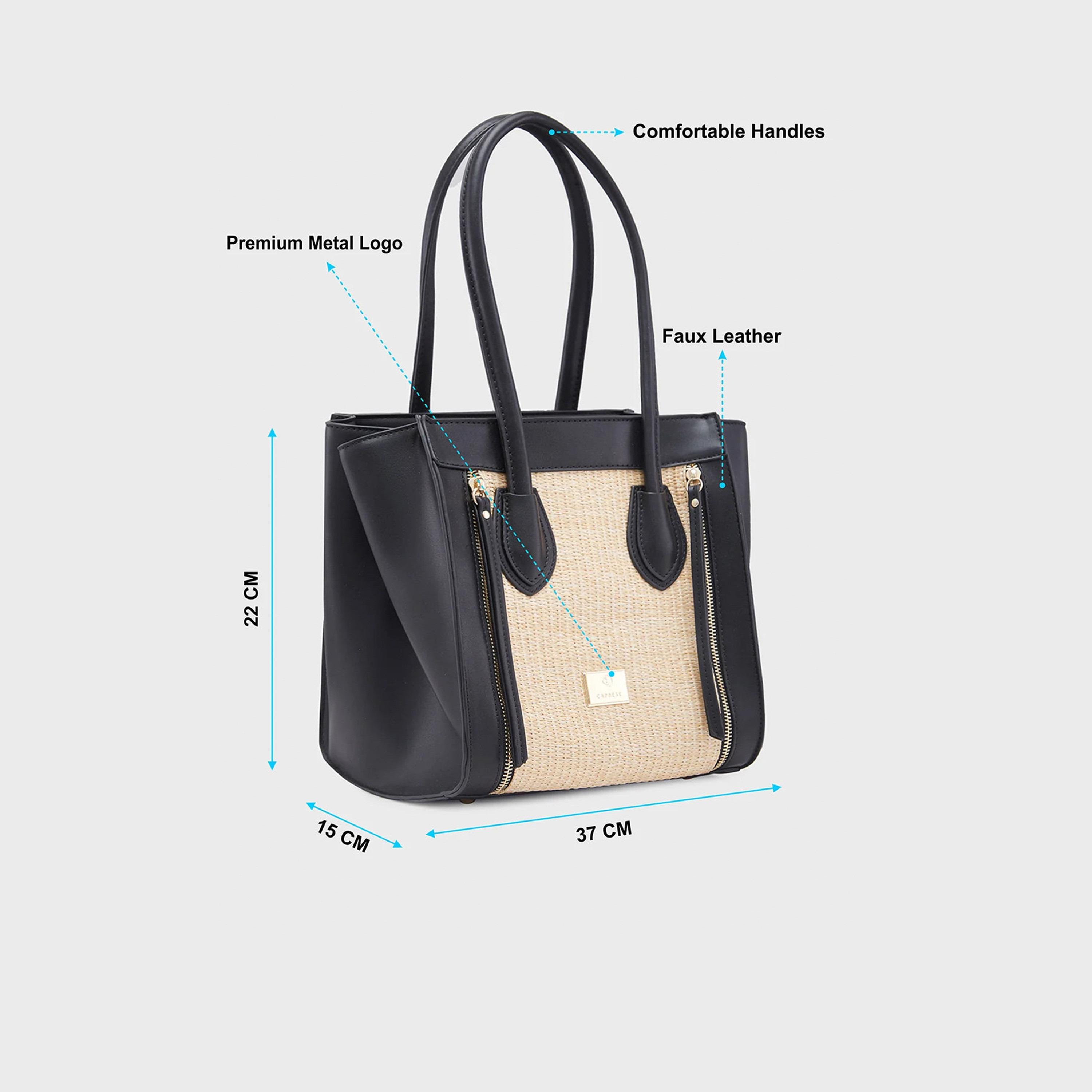 Caprese Textured Double-Handle Shoulder Bag with Zipper Closure | 37 x 22 x 15 cm-women-bagsandwallets-handbags-image-3