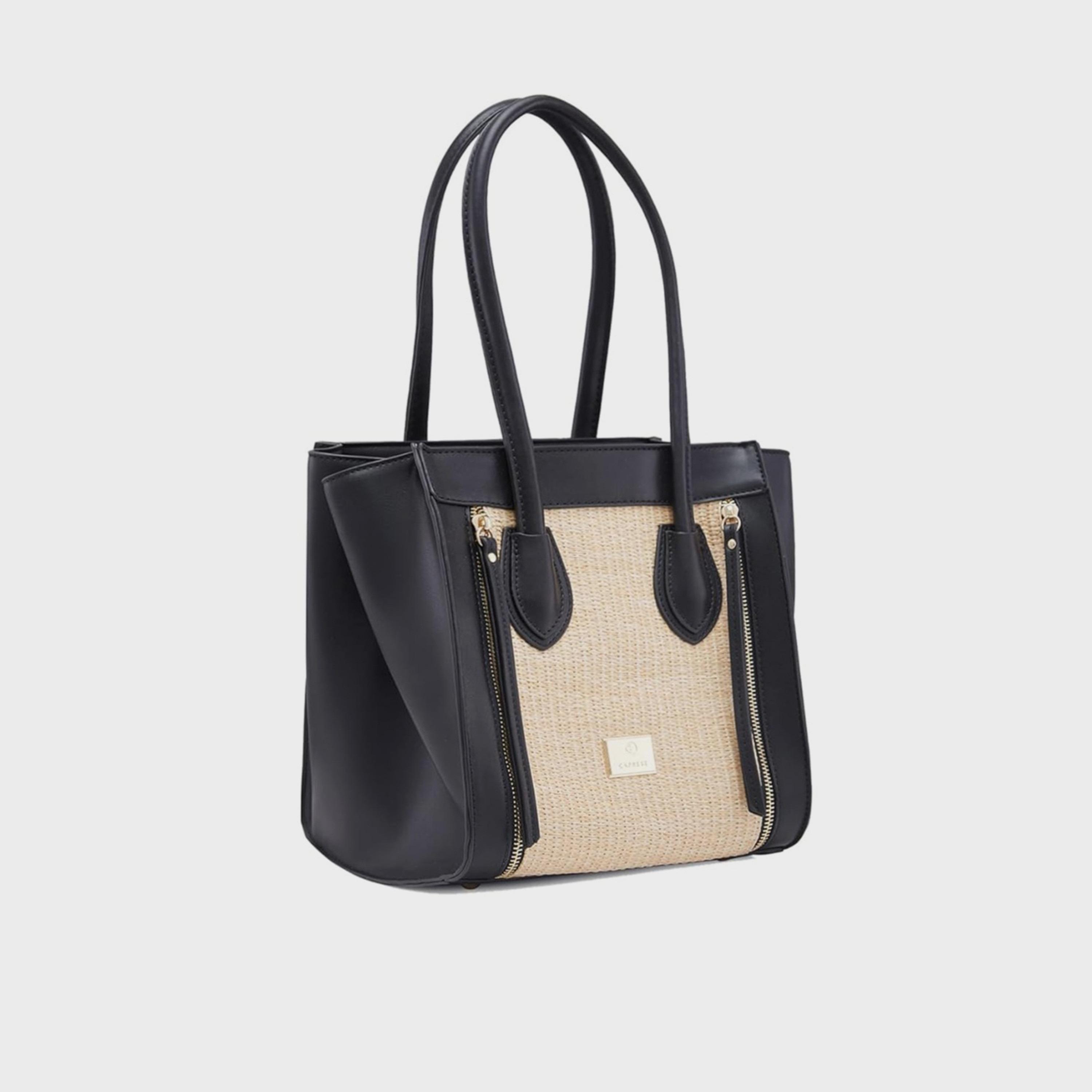 Caprese Textured Double-Handle Shoulder Bag with Zipper Closure | 37 x 22 x 15 cm-women-bagsandwallets-handbags-image-4