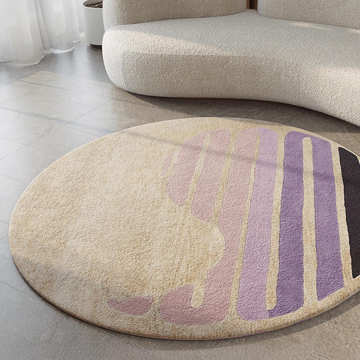 Paisley Flow Wool and Bamboo Silk Rug - 180x180 cm