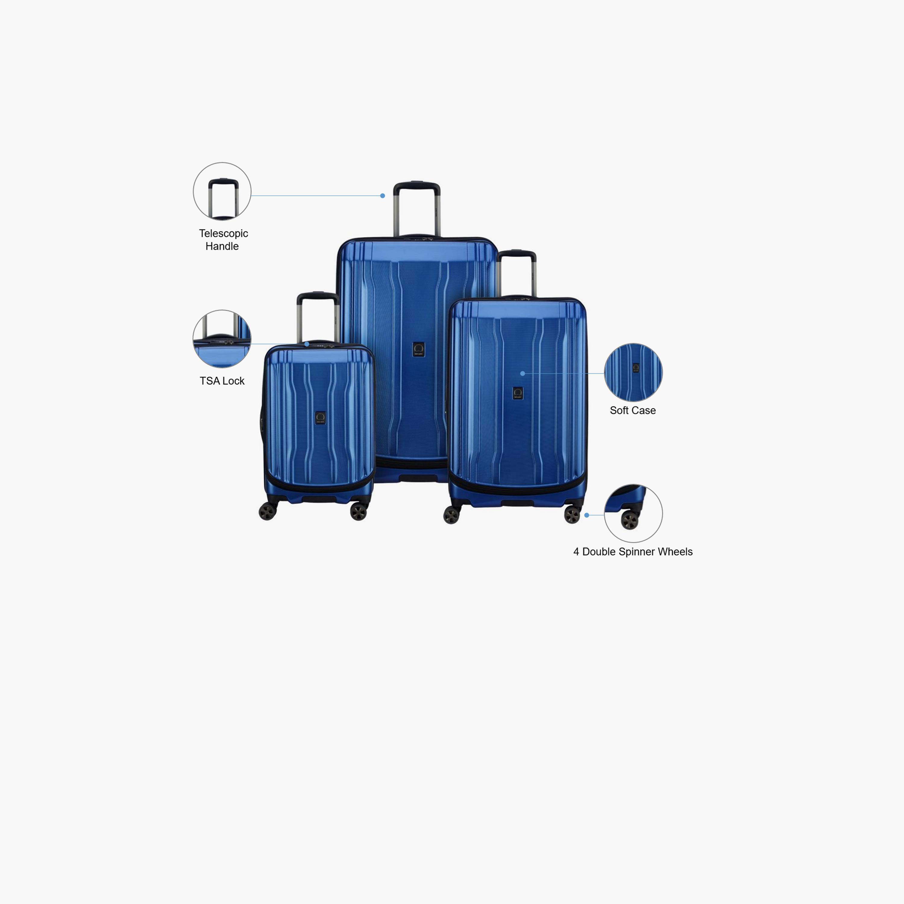 Delsey Paris Cruise 2.0 Set of 3 Polycarbonate with ABS Hard Sided 4-Wheeler Spinner Trolley Bag with TSA Lock-travel-luggagesandbags-luggage-image-2
