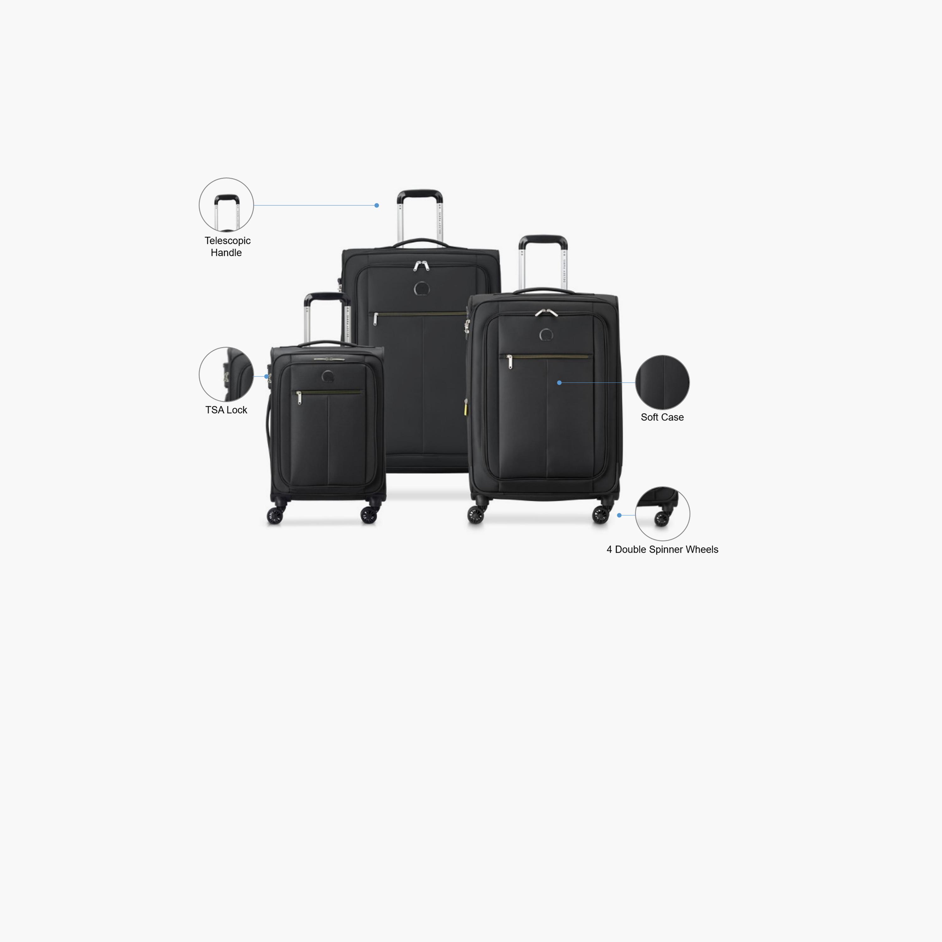 Delsey Paris Pin Up 6 Set of 3 Polyester Soft Sided 4-Wheeler Spinner Trolley Bag with TSA Lock-travel-luggagesandbags-luggage-image-2