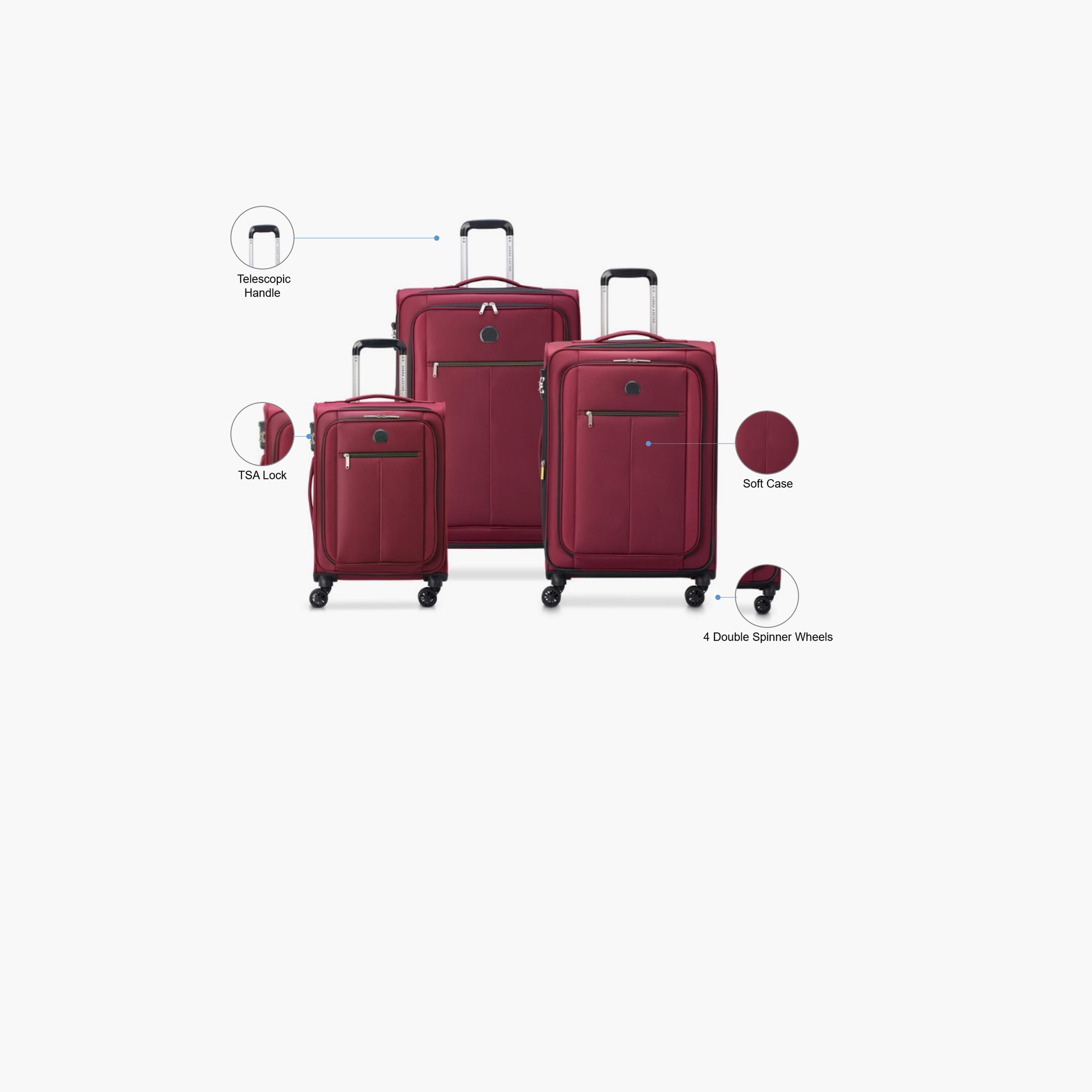 Delsey Paris Pin Up 6 Set of 3 Polyester Soft Sided 4-Wheeler Spinner Trolley Bag with TSA Lock-travel-luggagesandbags-luggage-image-2