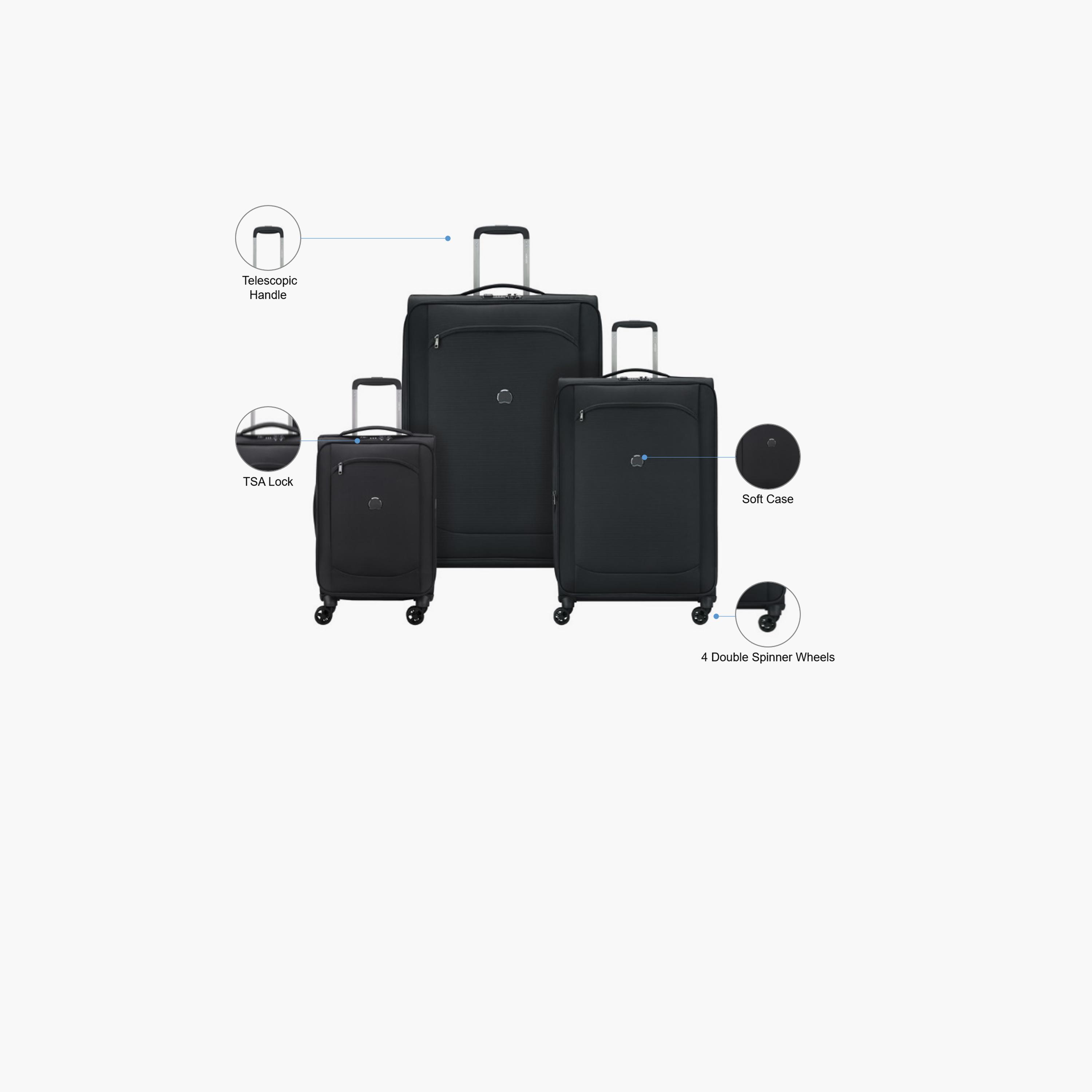 Delsey Paris Monmartre Air 2.0 Set of 3 Polyester Soft Sided 4-Wheeler Spinner Trolley Bag with TSA Lock-travel-luggagesandbags-luggage-image-2