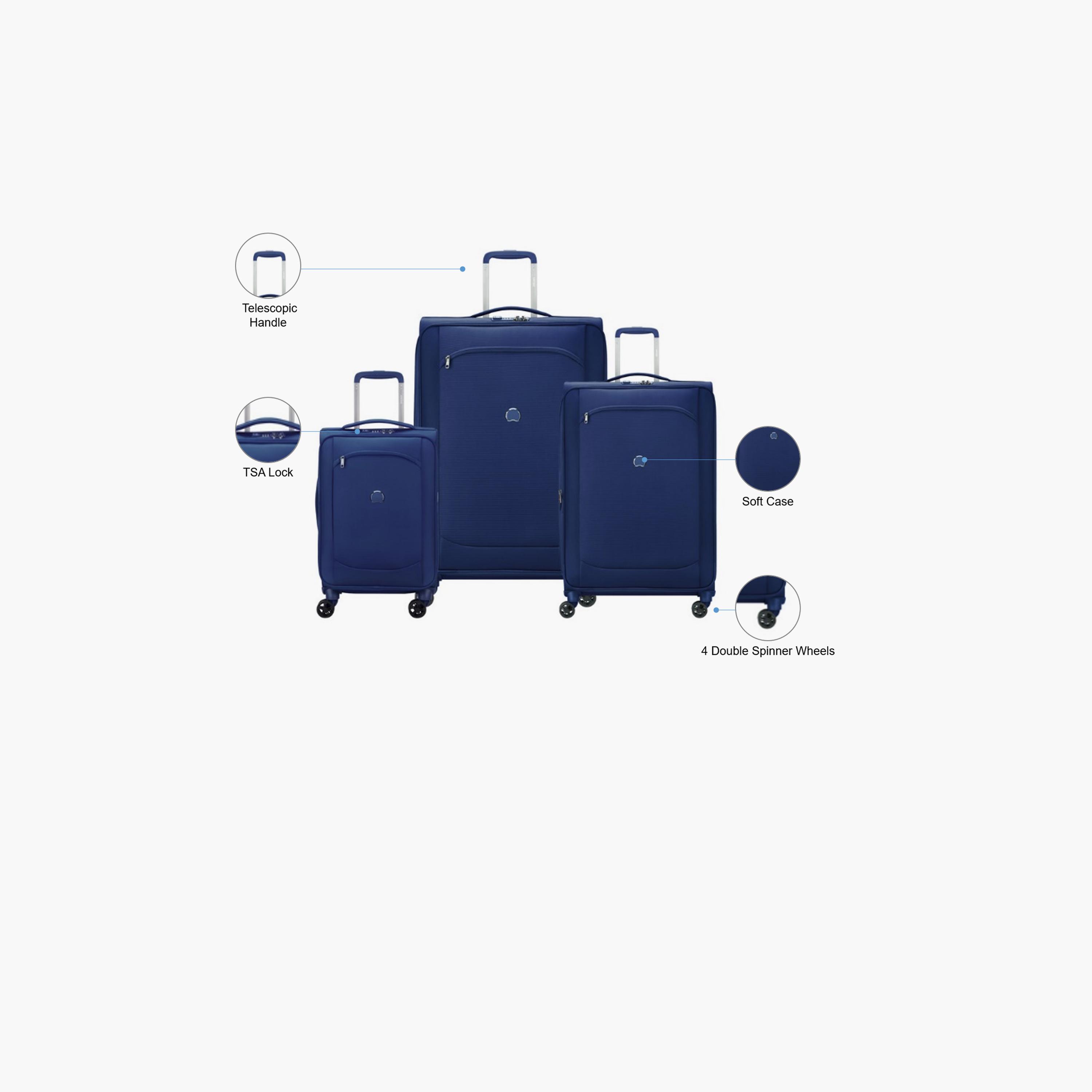Delsey Paris Monmartre Air 2.0 Set of 3 Polyester Soft Sided 4-Wheeler Spinner Trolley Bag with TSA Lock-travel-luggagesandbags-luggage-image-2