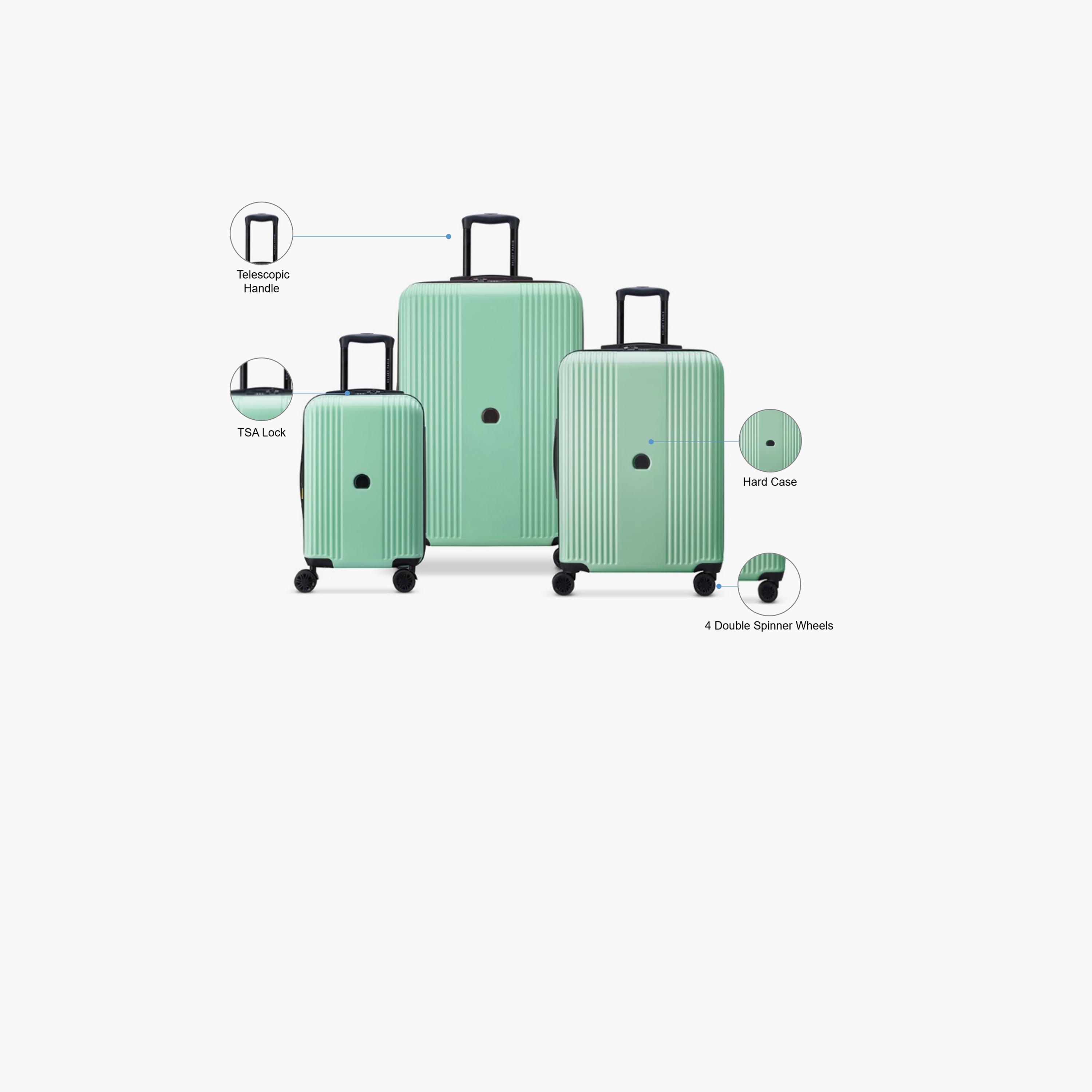Delsey Paris Ophelie Set of 3 Polycarbonate with ABS Hard Sided 4-Wheeler Spinner Trolley Bag with TSA Lock-travel-luggagesandbags-luggage-image-2