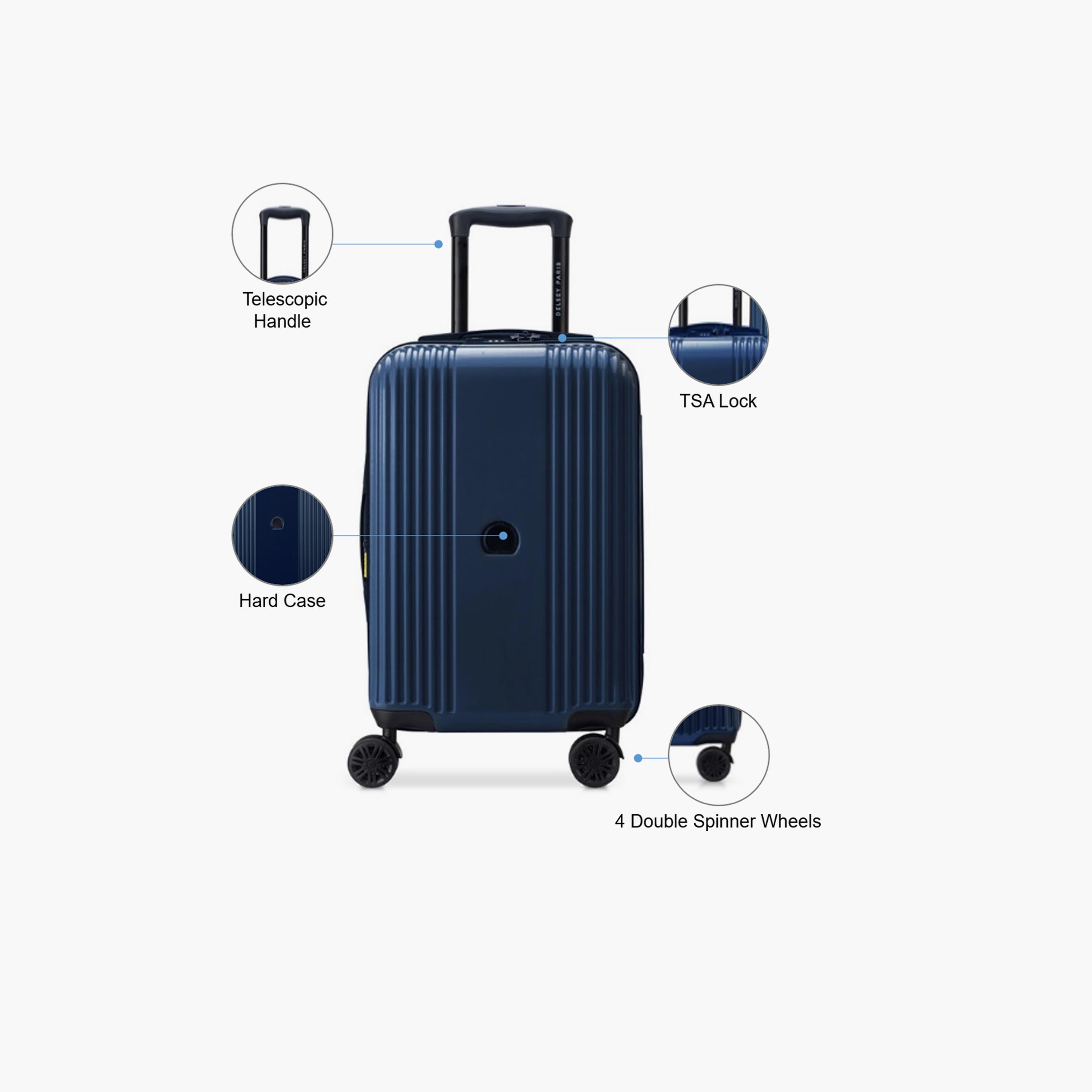Delsey Paris Ophelie 55 CM Small Cabin Polycarbonate with ABS Hard Sided 4-Wheeler Spinner Trolley Bag with TSA Lock-travel-luggagesandbags-luggage-image-3