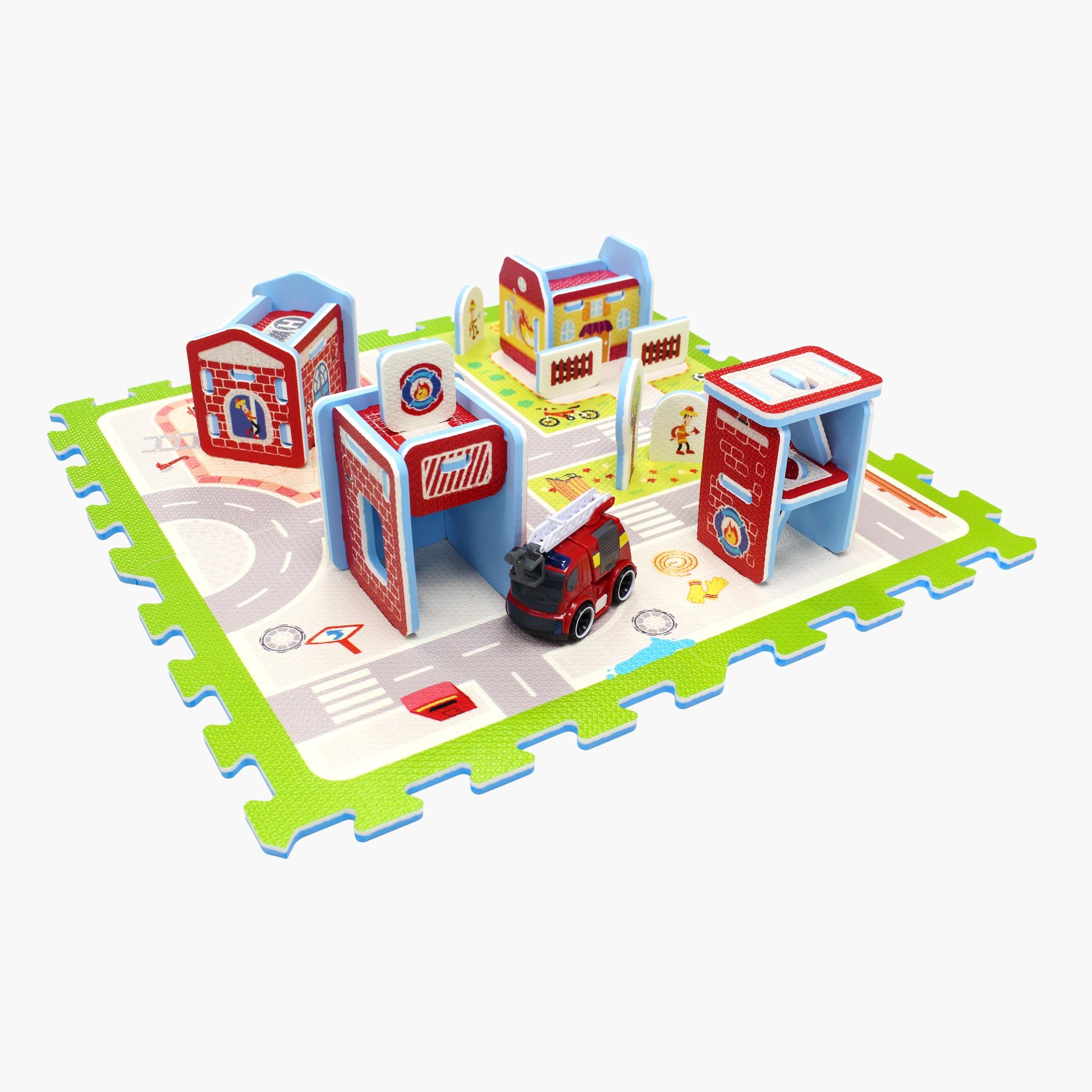 Sunta Fire Engine Interlocking Foam Puzzle Mat - 93x93 cm