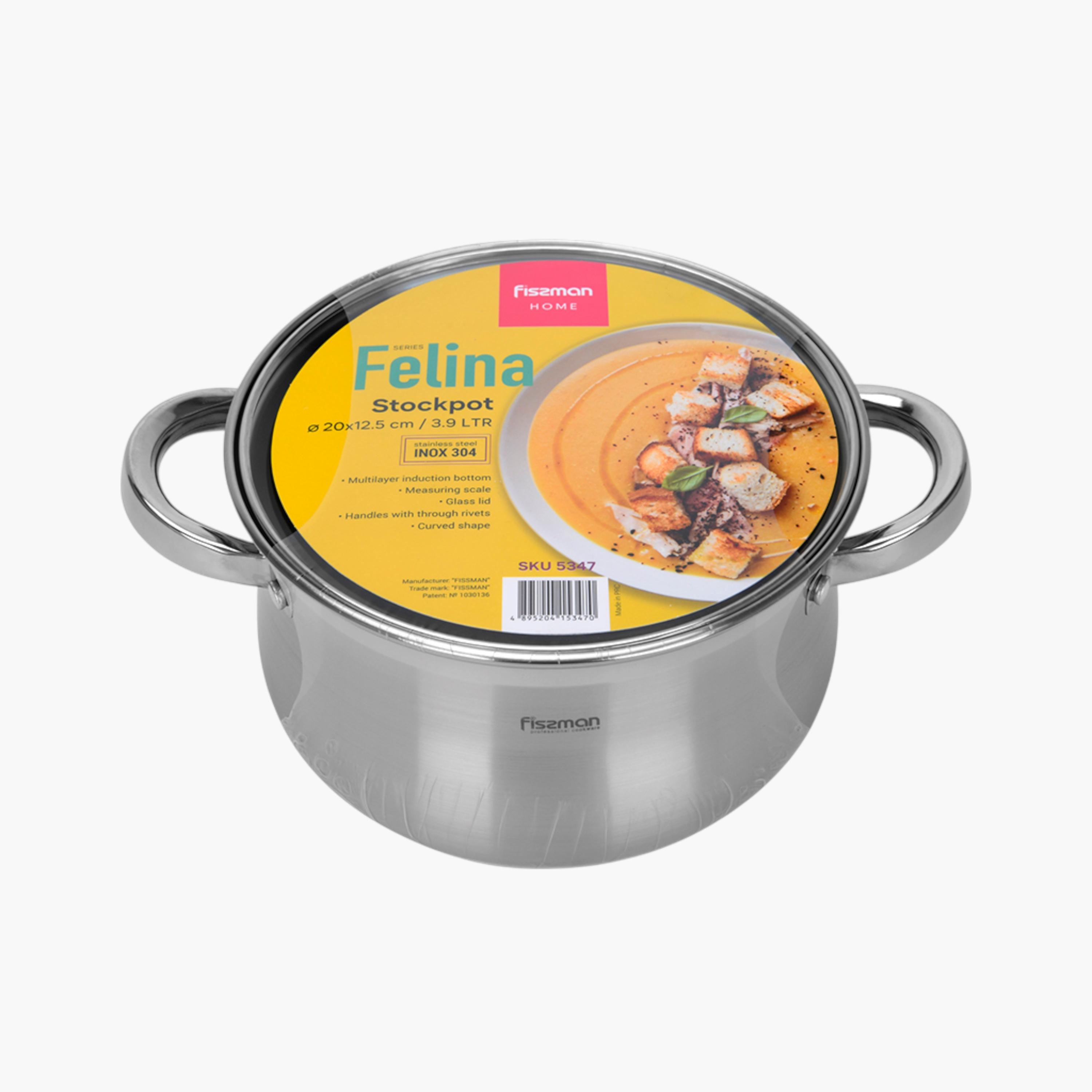 Felina Stainless Steel Stockpot with Glass Lid - 3.9 L-household-kitchen-cookware-potsandpans-image-4
