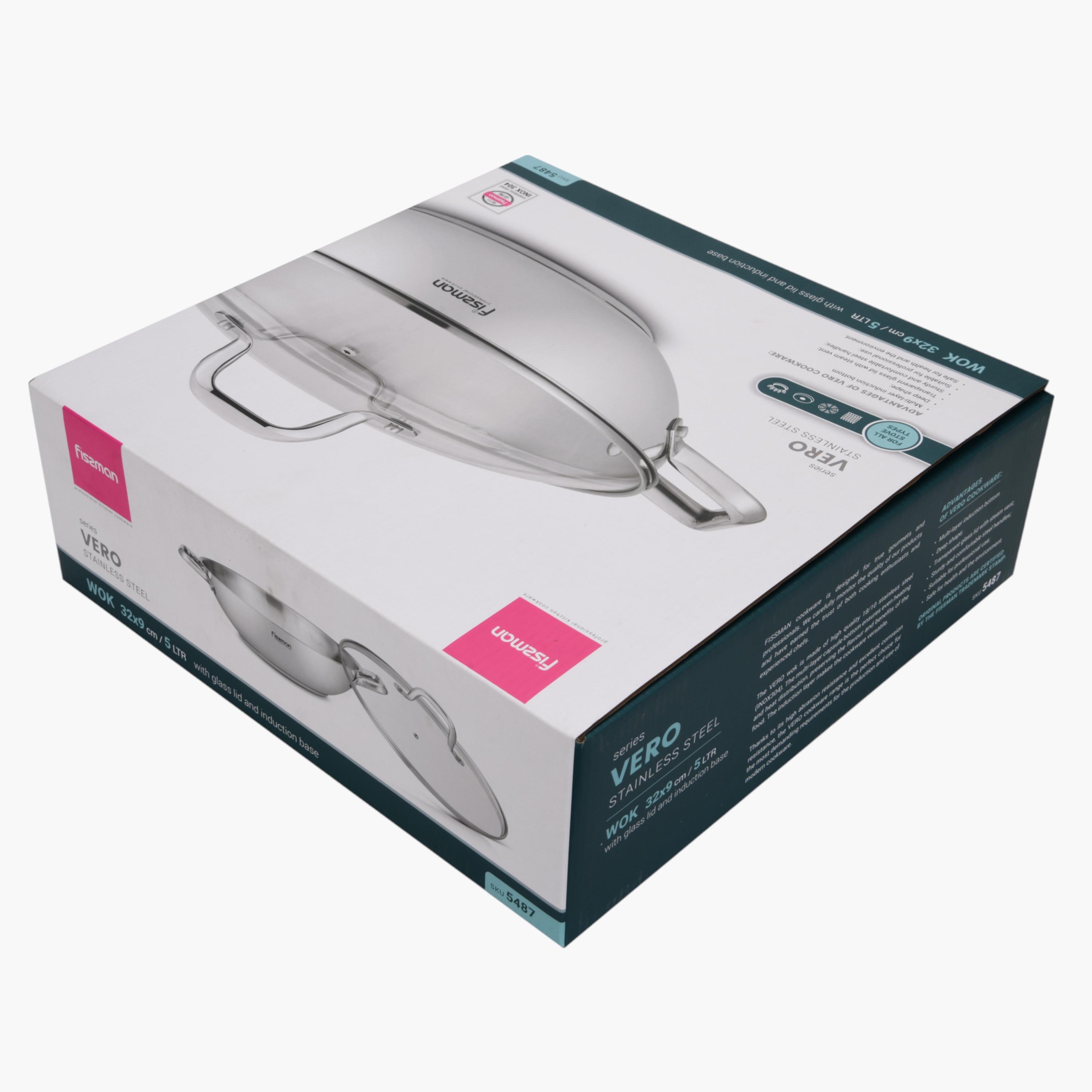 مقلاة ووك ستانليس ستيل مع غطاء زجاجي فيرو من فيسمان - 5 لتر-household-kitchen-cookware-potsandpans-image-2