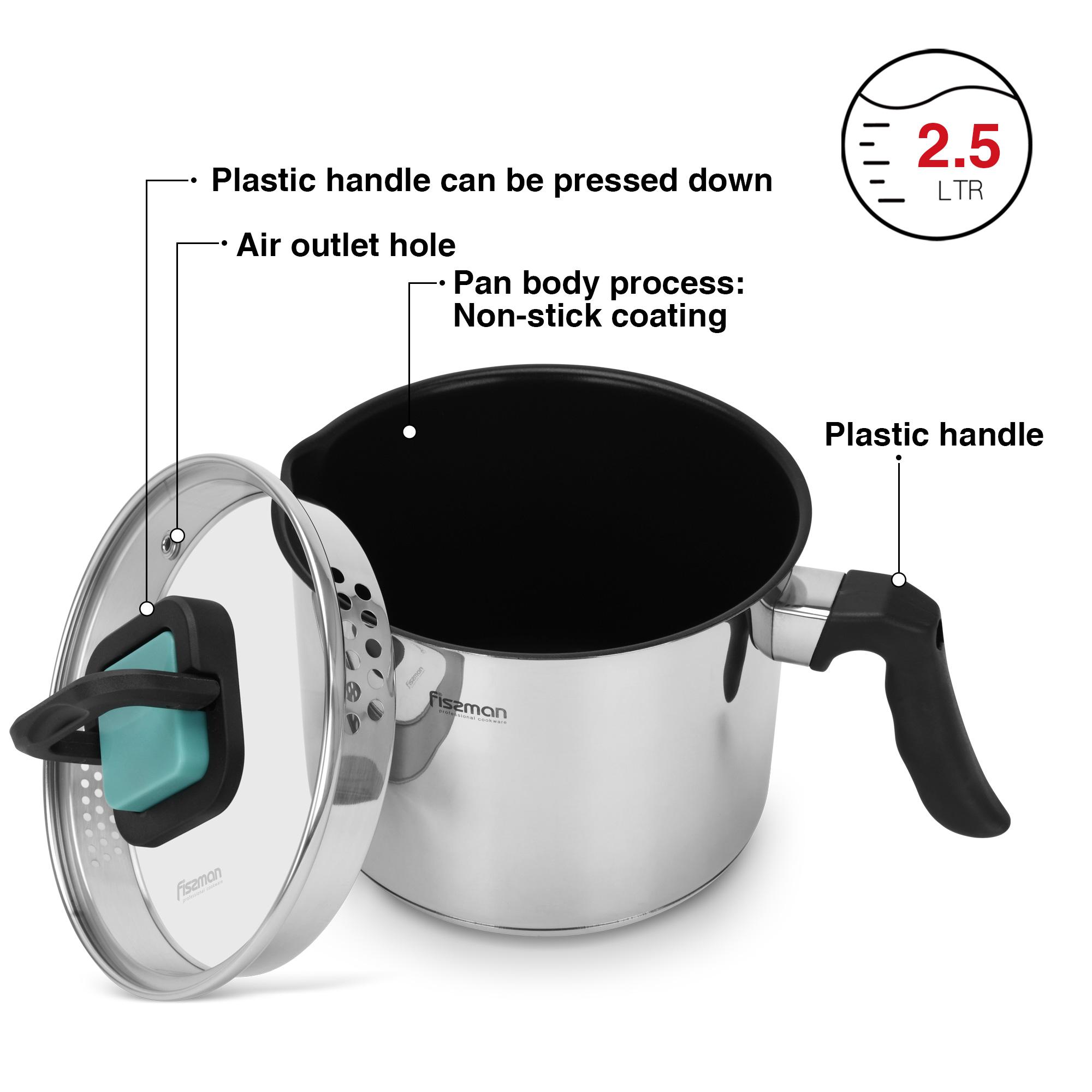 Stainless Steel Milk Pot with Glass Lid - 2.5 L-household-kitchen-cookware-potsandpans-image-2
