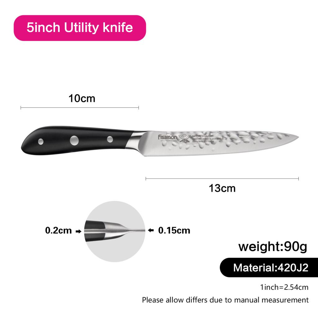 Hattori 5-inch Hammered Steel Utility Knife-household-kitchen-kitchentoolsandutensils-knives-image-2