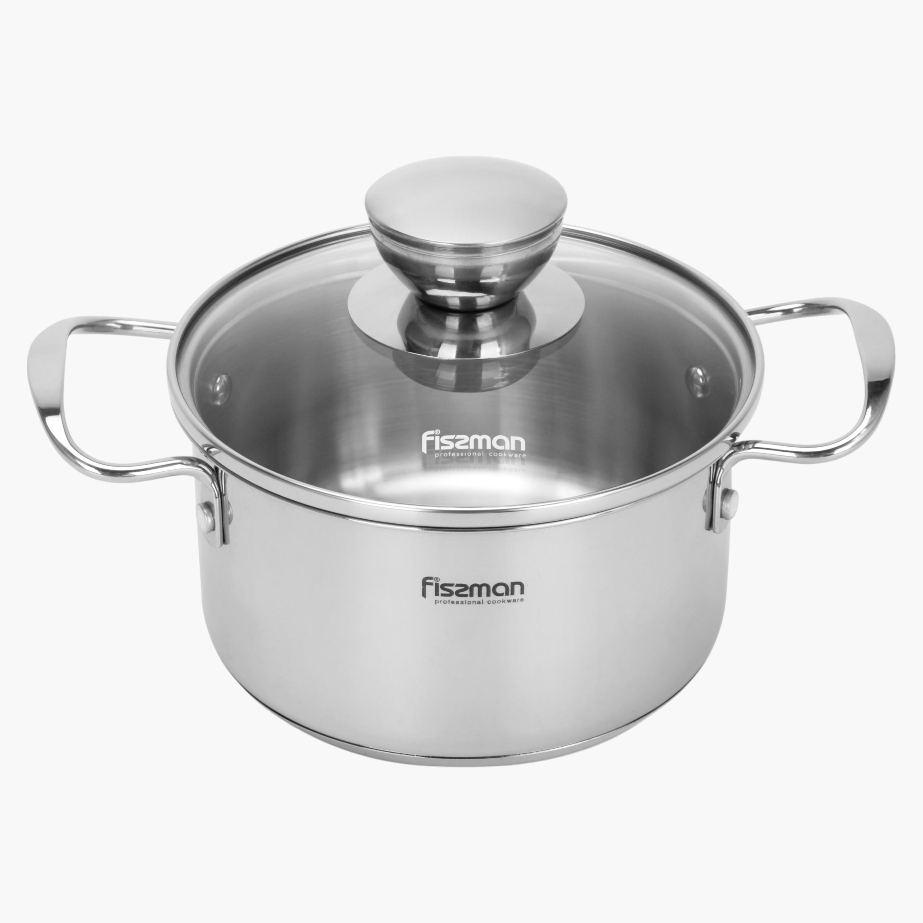 Fissman Stainless Steel Cooking Pot with Glass Lid - 1.1 L-household-kitchen-cookware-potsandpans-image-1
