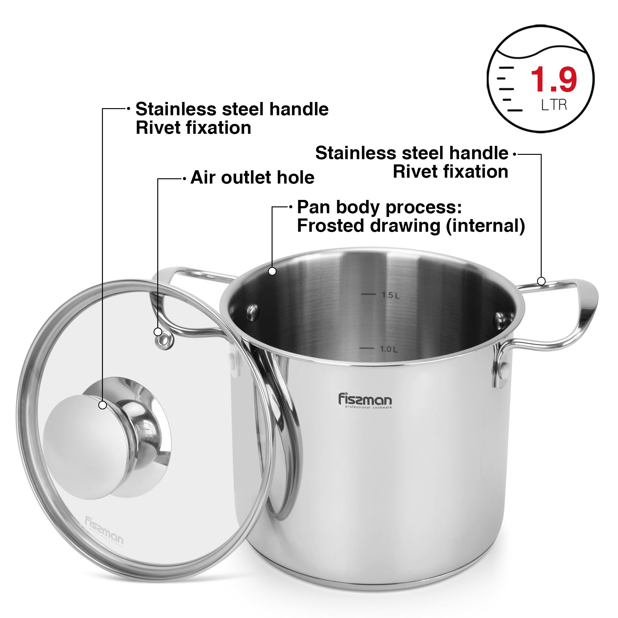 Fissman Stainless Steel Cooking Pot with Glass Lid - 1.9 L-household-kitchen-cookware-potsandpans-image-3
