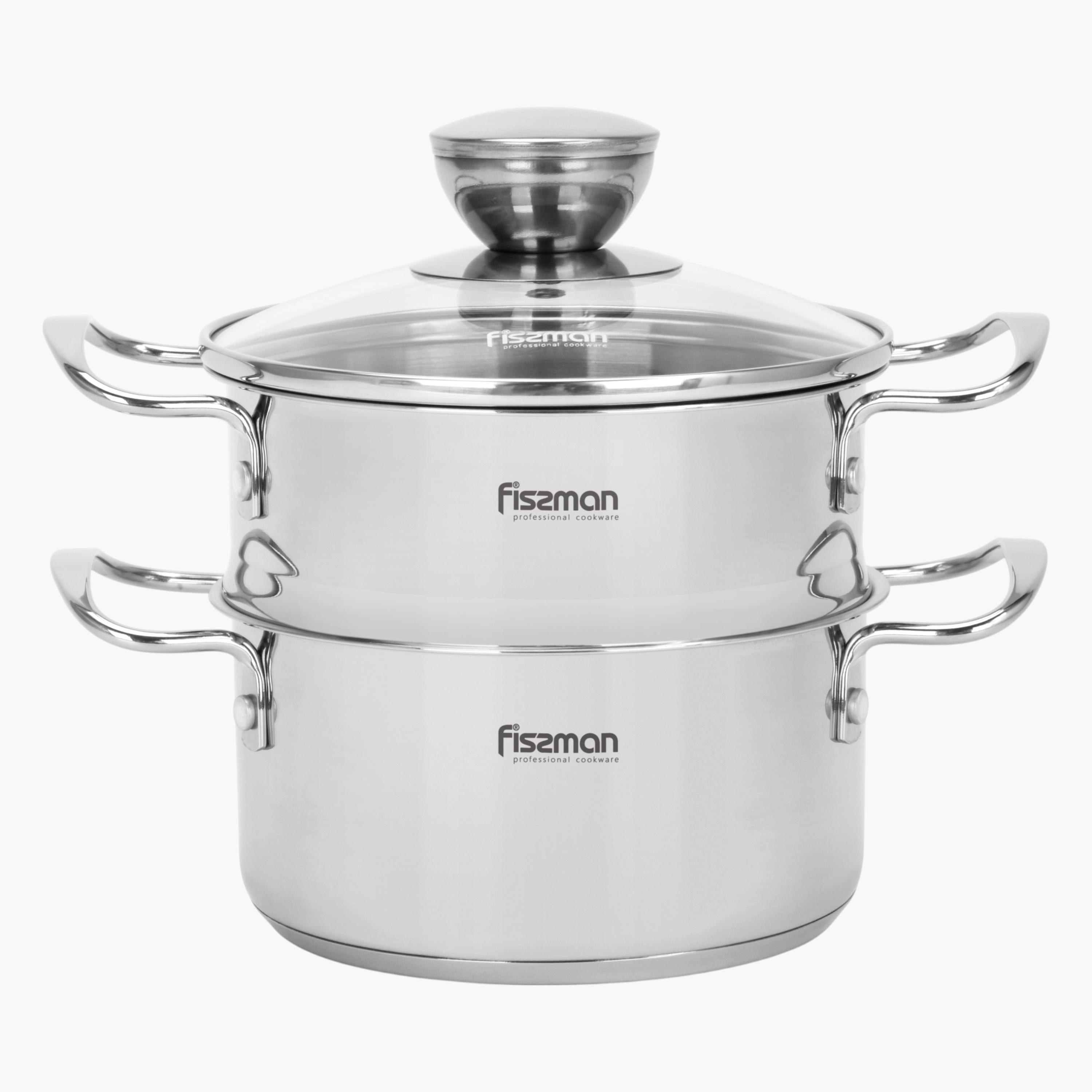 Fissman Stainless Steel Cooking Pot with Steamer Insert and Glass Lid - 1.1 L-household-kitchen-cookware-potsandpans-image-5