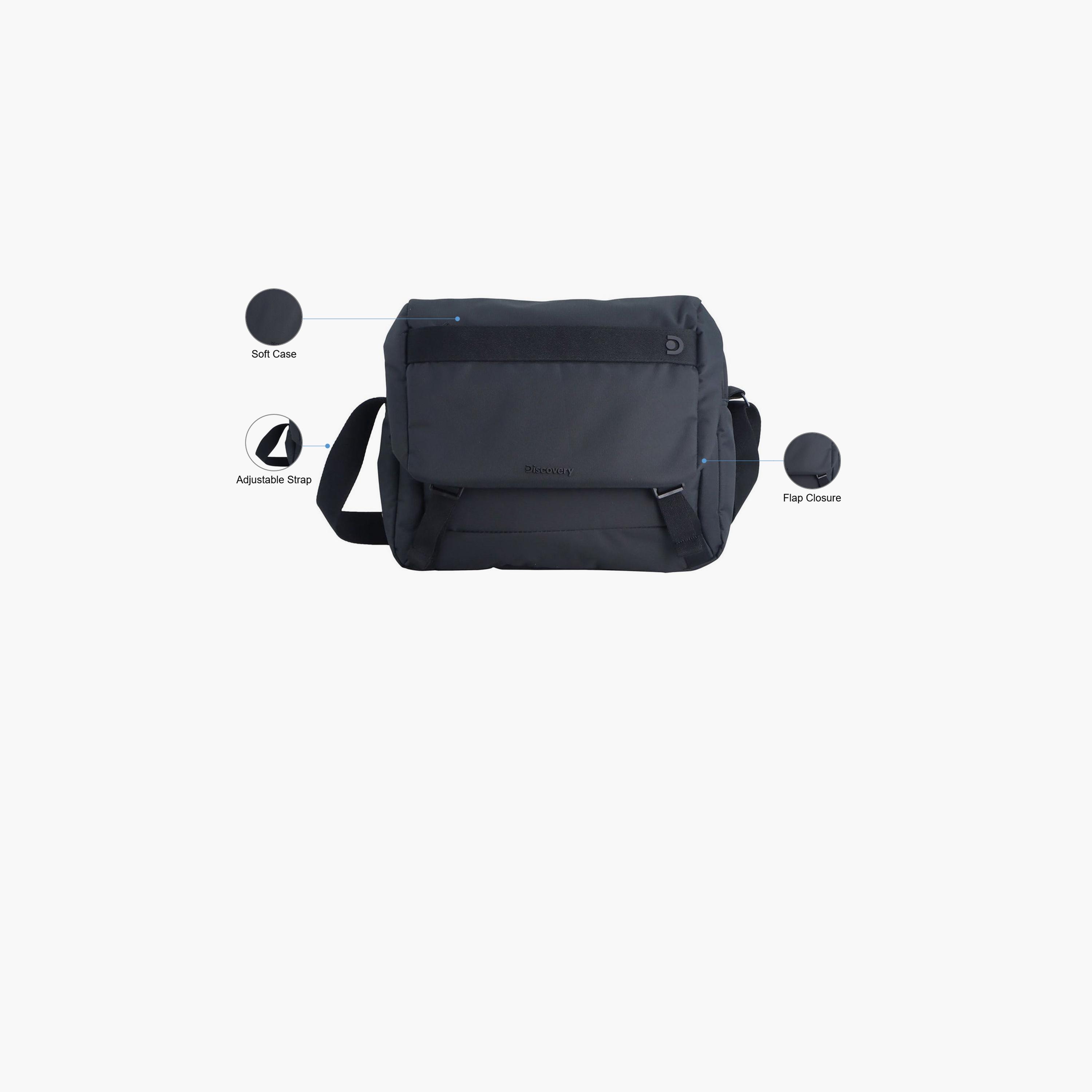 Discovery Downtown Solid Laptop Messenger Bag with Zipper Closure and Adjudstable Strap-men-bags-image-3