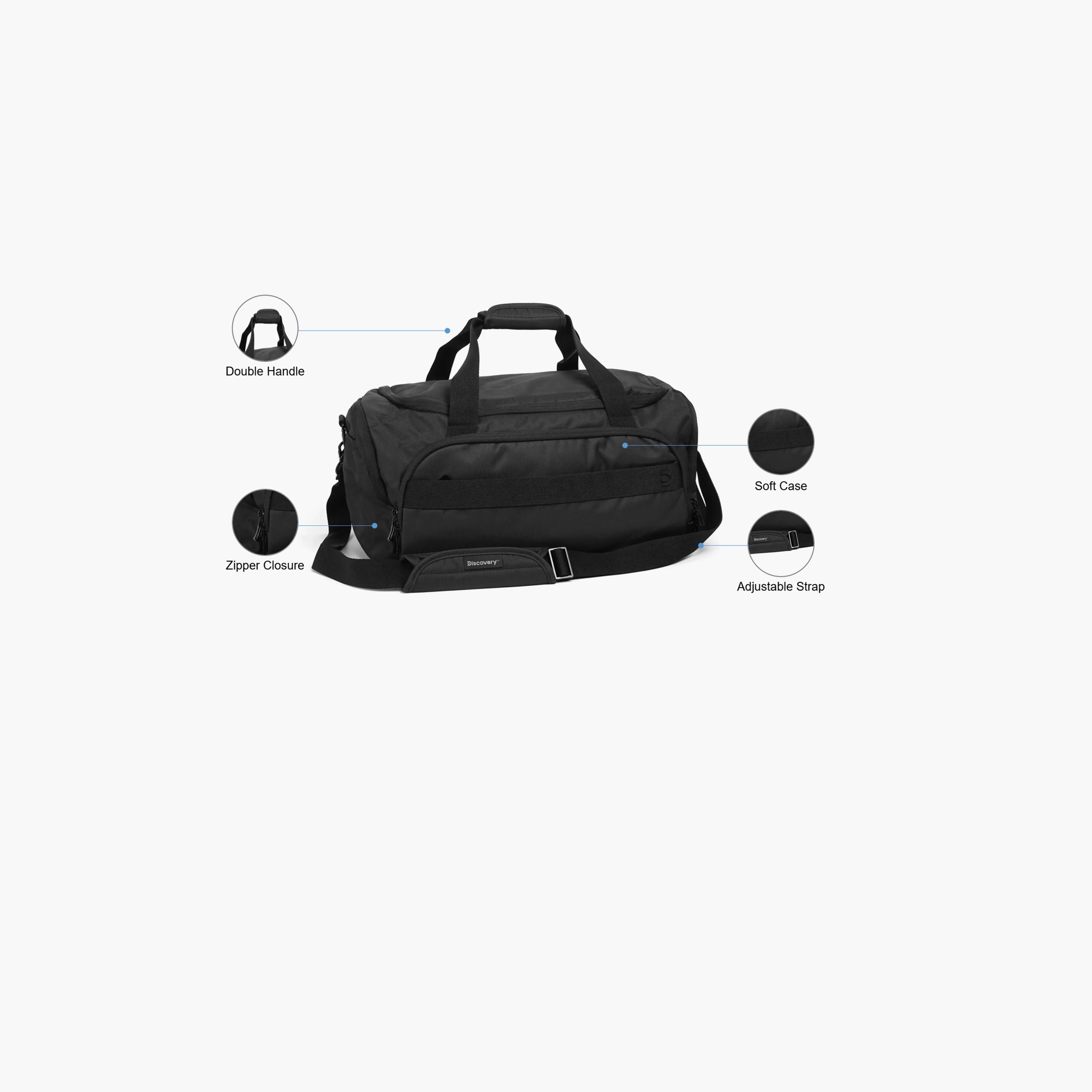 Discovery Downtown Solid Double Handle Duffel Bag with Zipper Closure and Detachable Strap-men-bags-image-3