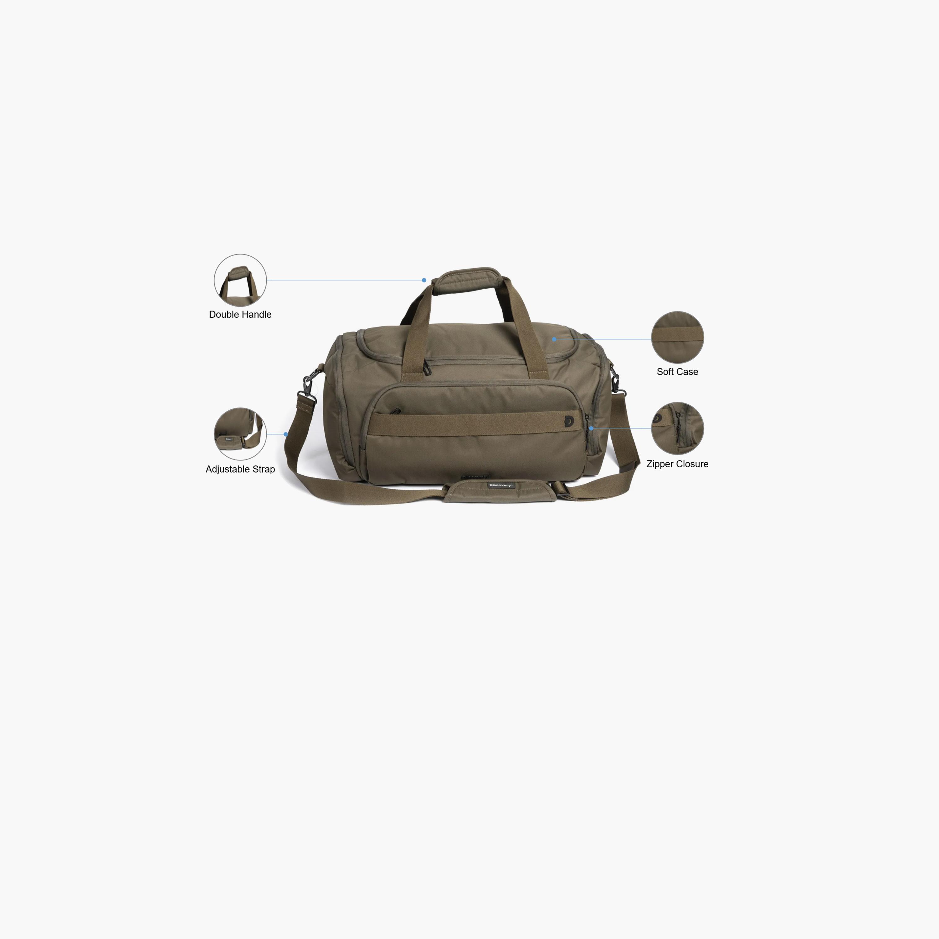 Discovery Downtown Solid Double Handle Duffel Bag with Zipper Closure and Detachable Strap-men-bags-image-3