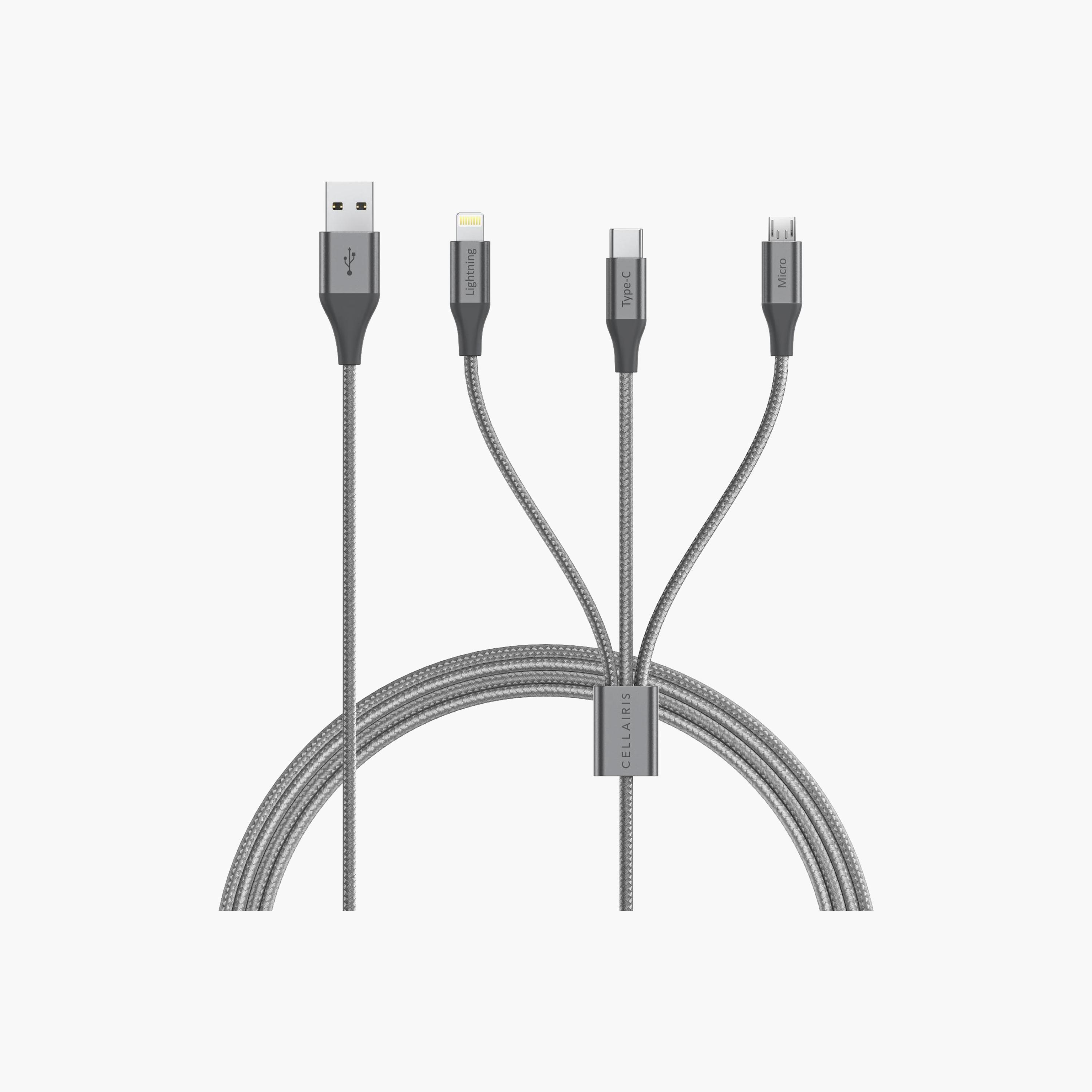 كابل سيلايريس نايلون فاخر 3 في 1، 1.5 متر، رمادي داكن | M-NCX03195-electronics-accessories-mobileaccesories-image-2